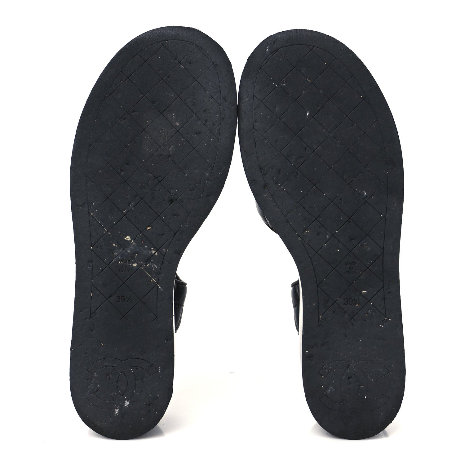 Lambskin Quilted CC Platform Sandals 39.5 Black