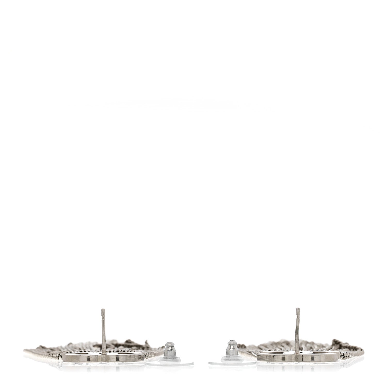 Baguette Crystal CC Chain Drop Earrings Silver