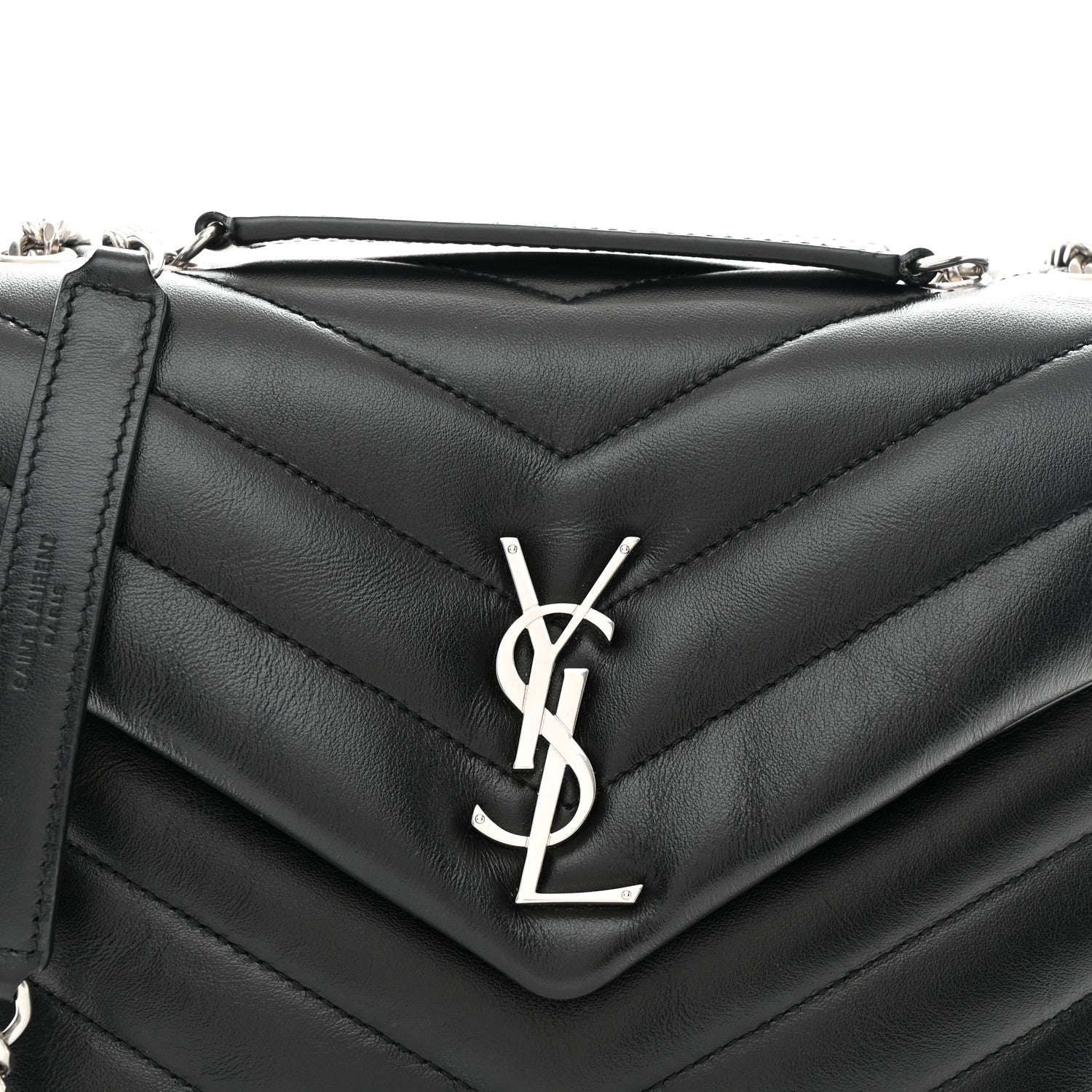 Calfskin Y Quilted Monogram Small Loulou Chain Satchel Black