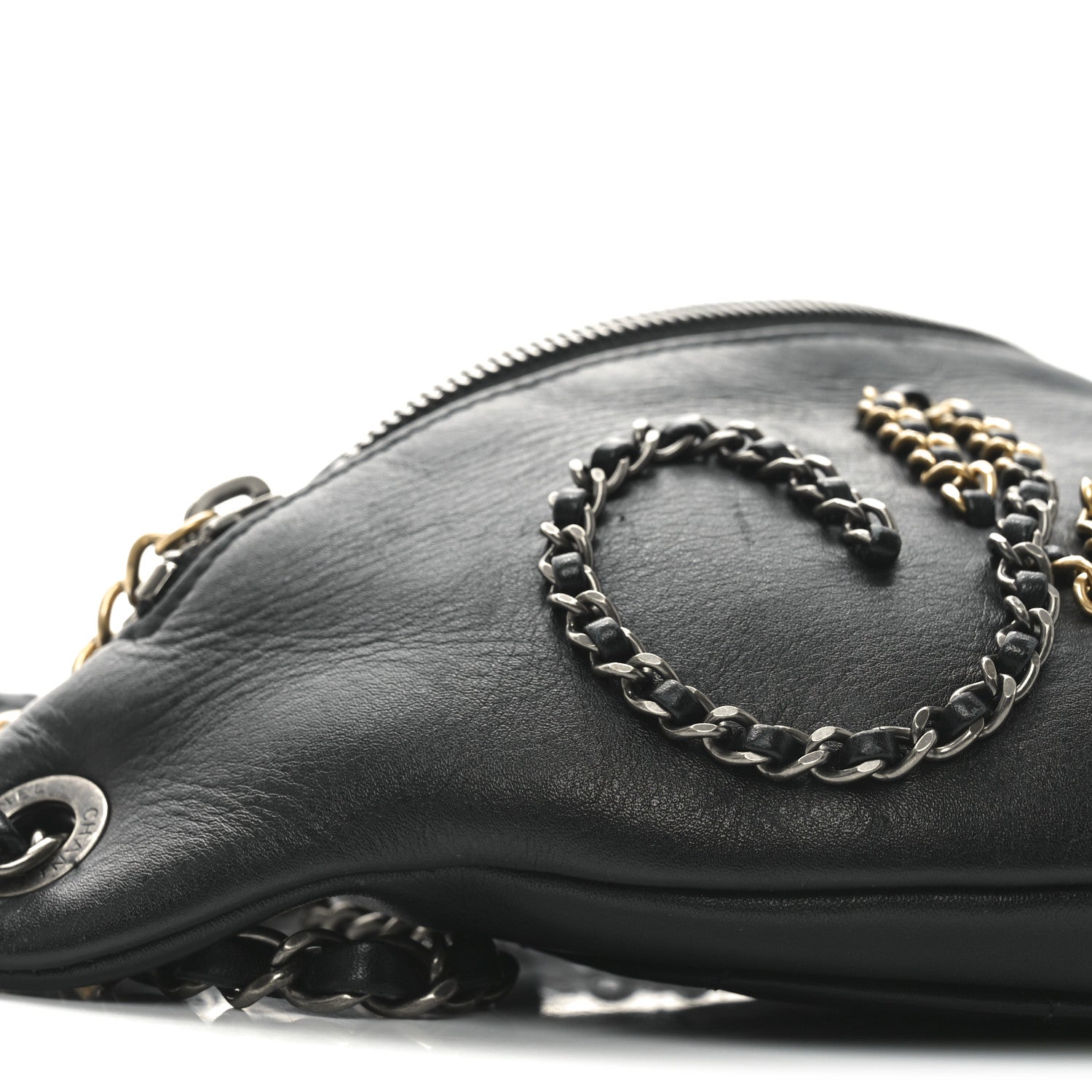 Calfskin Chain 20s Signe Waist Bag Black