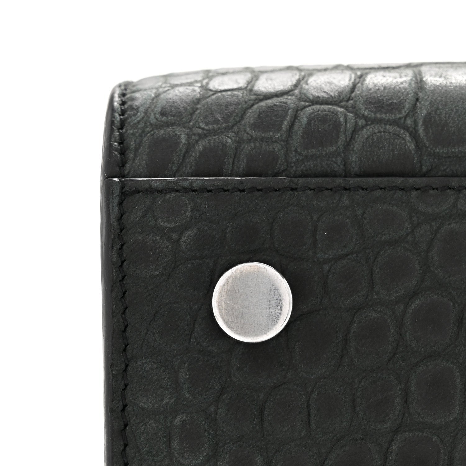 Calfskin Crocodile Embossed Baby Sac de Jour Dusty Black