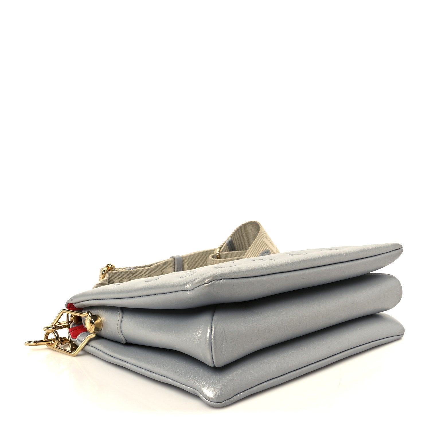 Metallic Lambskin Embossed Monogram Coussin PM Silver