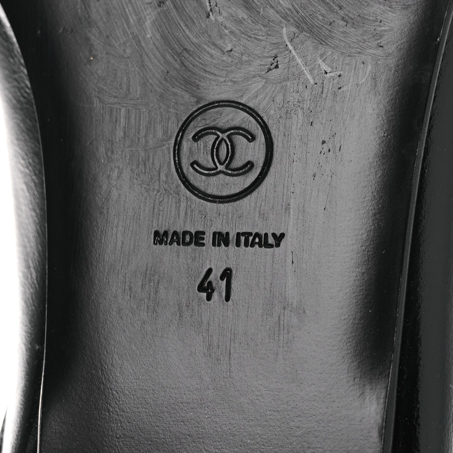 Shiny Calfskin Crystal CC Mules 41 Black