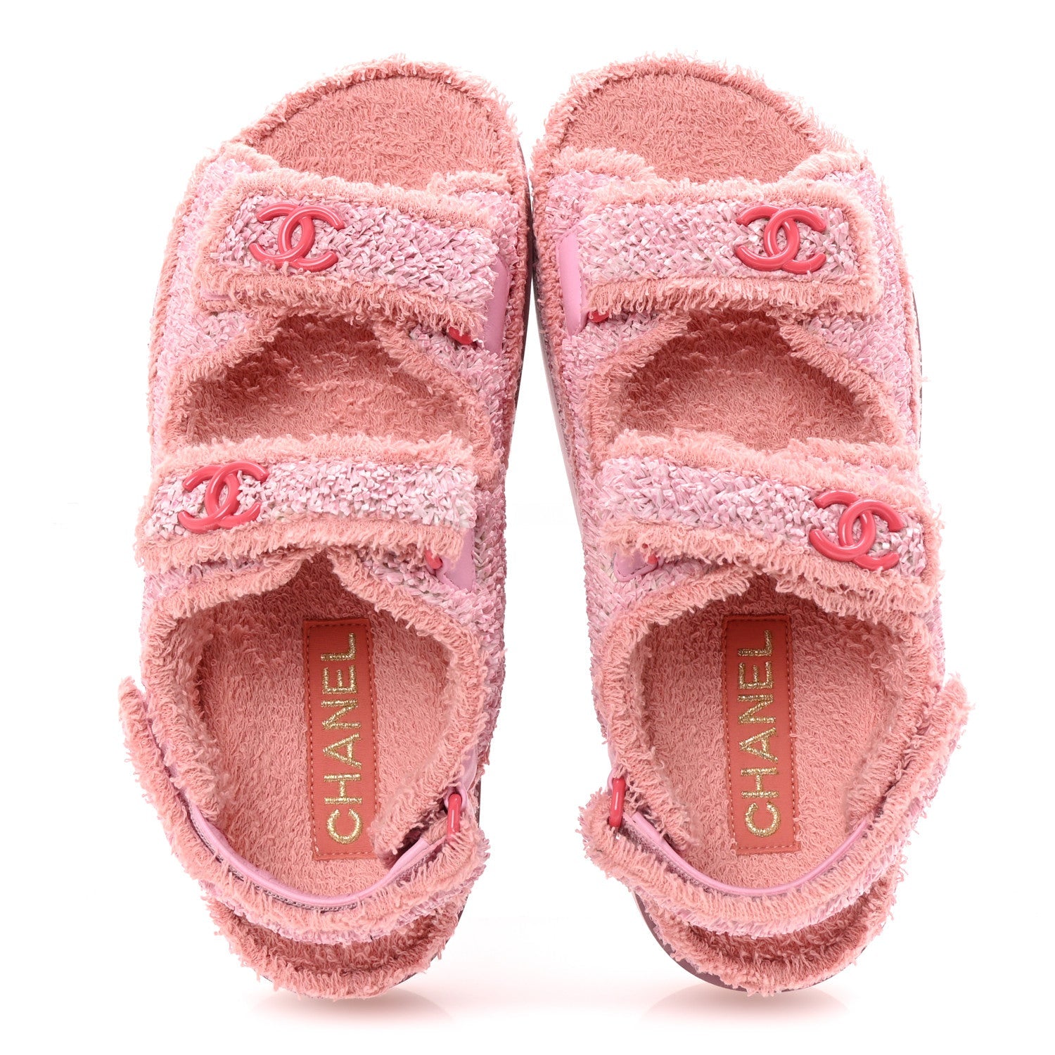 Fabric Terry Cloth Velcro Dad Platform Sandals 37 Light Pink Multicolor