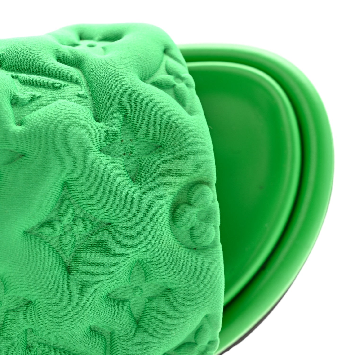 Technical Fabric Embossed Monogram Pool Pillow Comfort Mules 35 Green