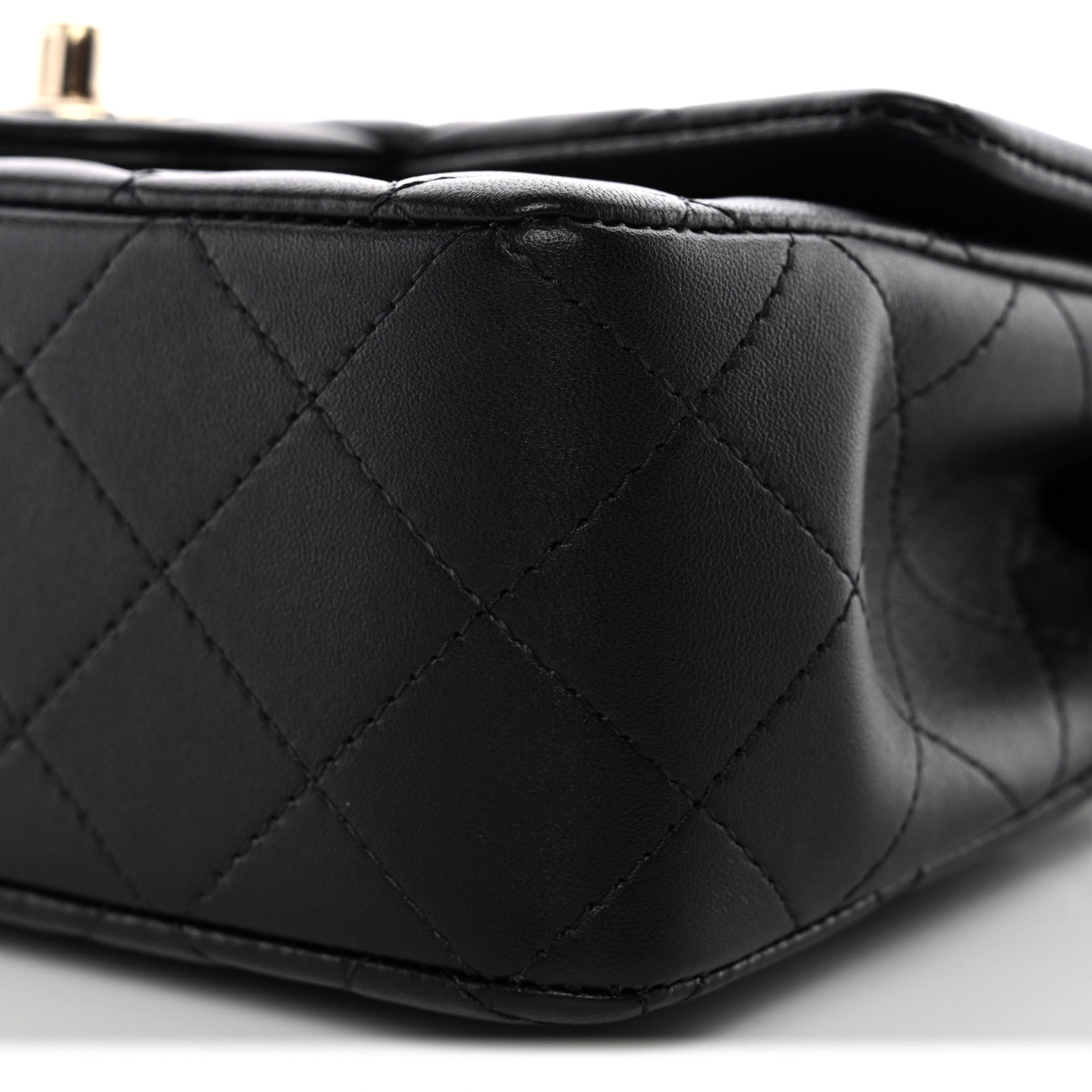 Lambskin Quilted Mini Top Handle Rectangular Flap Black