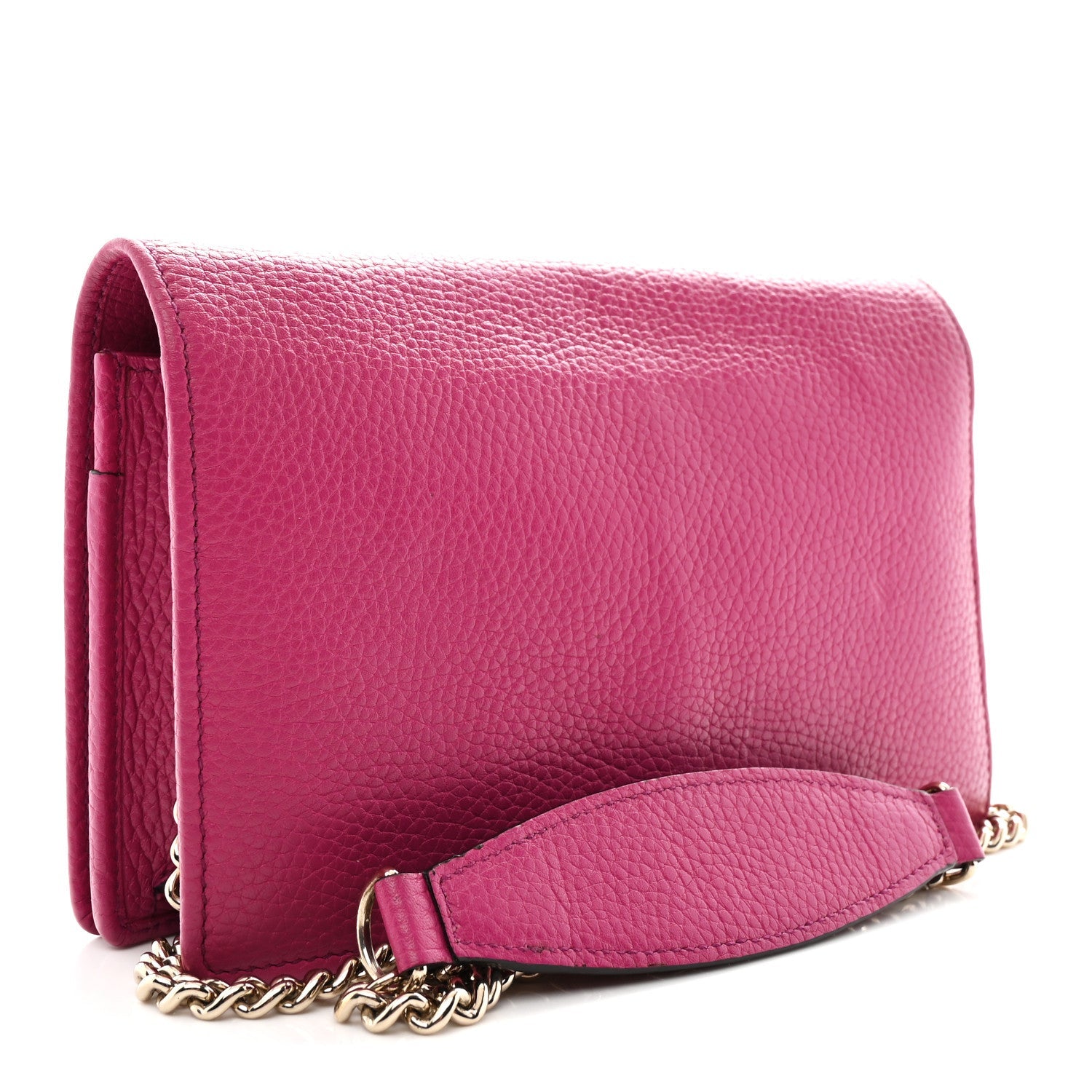 Pebbled Calfskin Soho Wallet on Chain Bright Bougainvillea