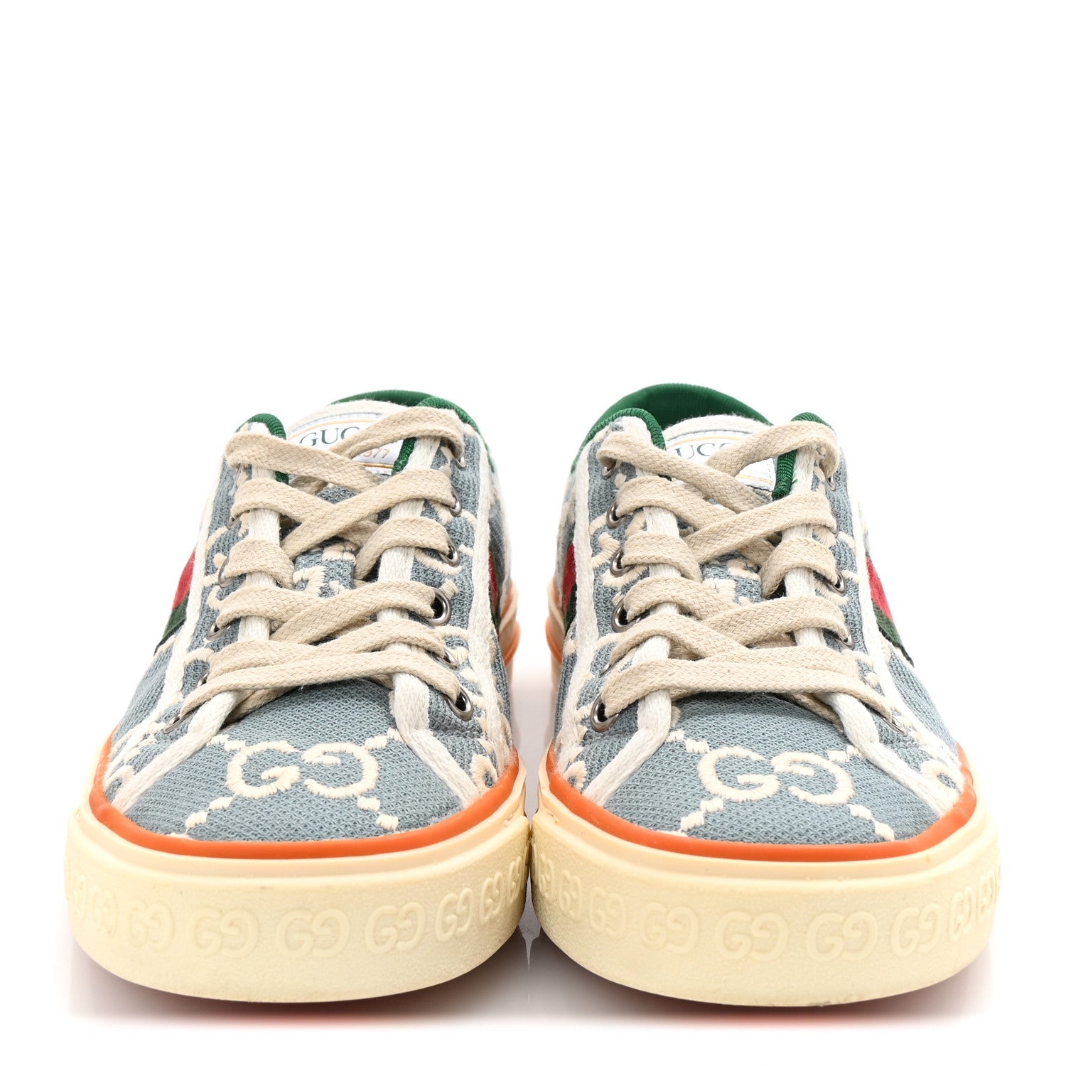 Cotton GG Monogram Web Womens 1977 Tennis Sneakers 37 Philod Ivory Mystic White