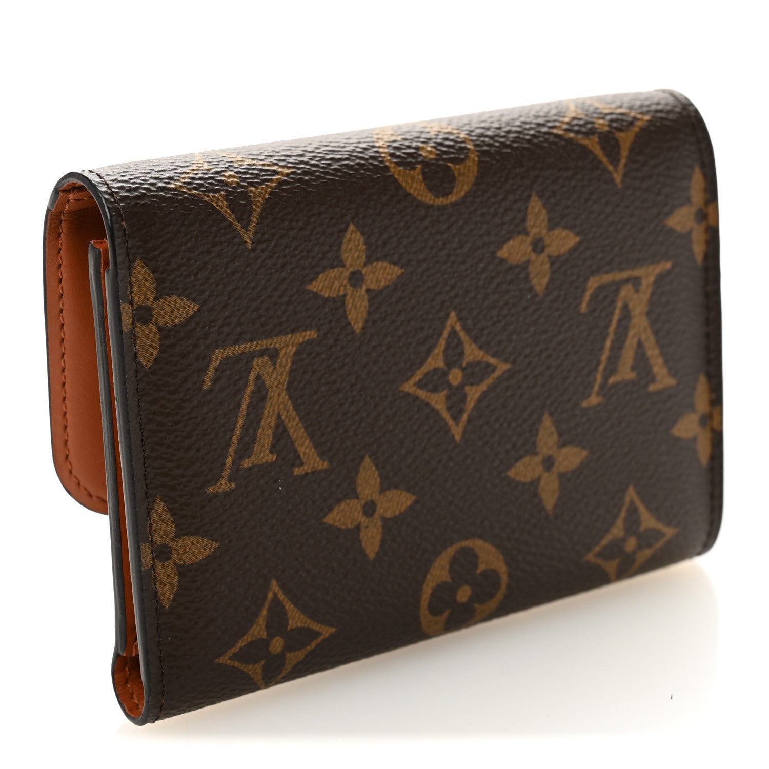 Monogram Flower Lock Compact Wallet Caramel