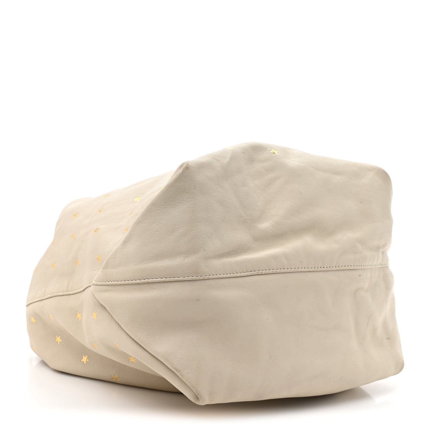 Lambskin Star Printed Teddy Drawstring Bag White