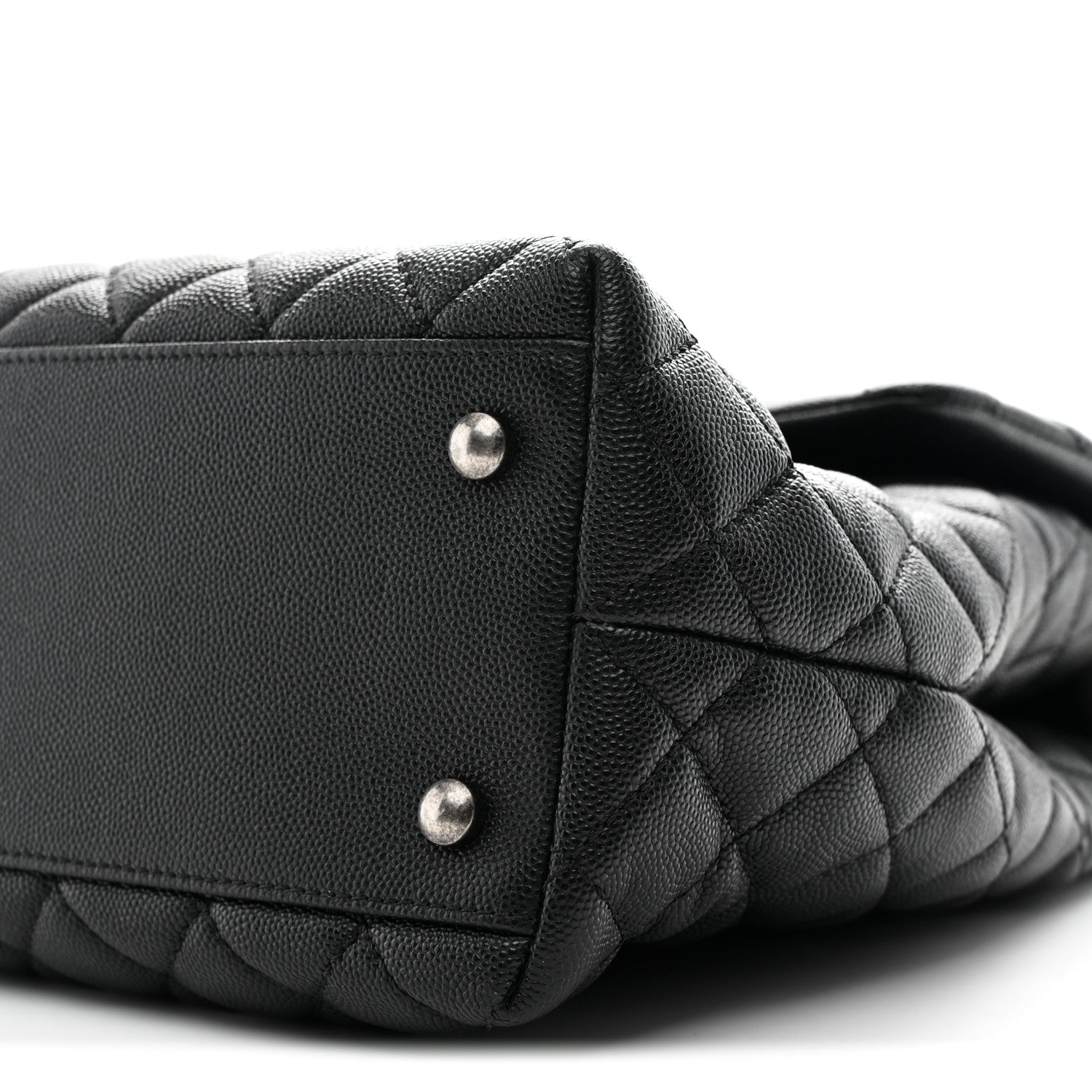 Caviar Quilted Large Coco Handle Flap Black
