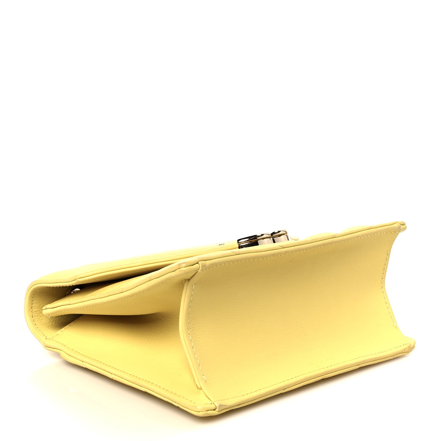 Calfskin Quilted Chevron Small Envelope Flap Yellow