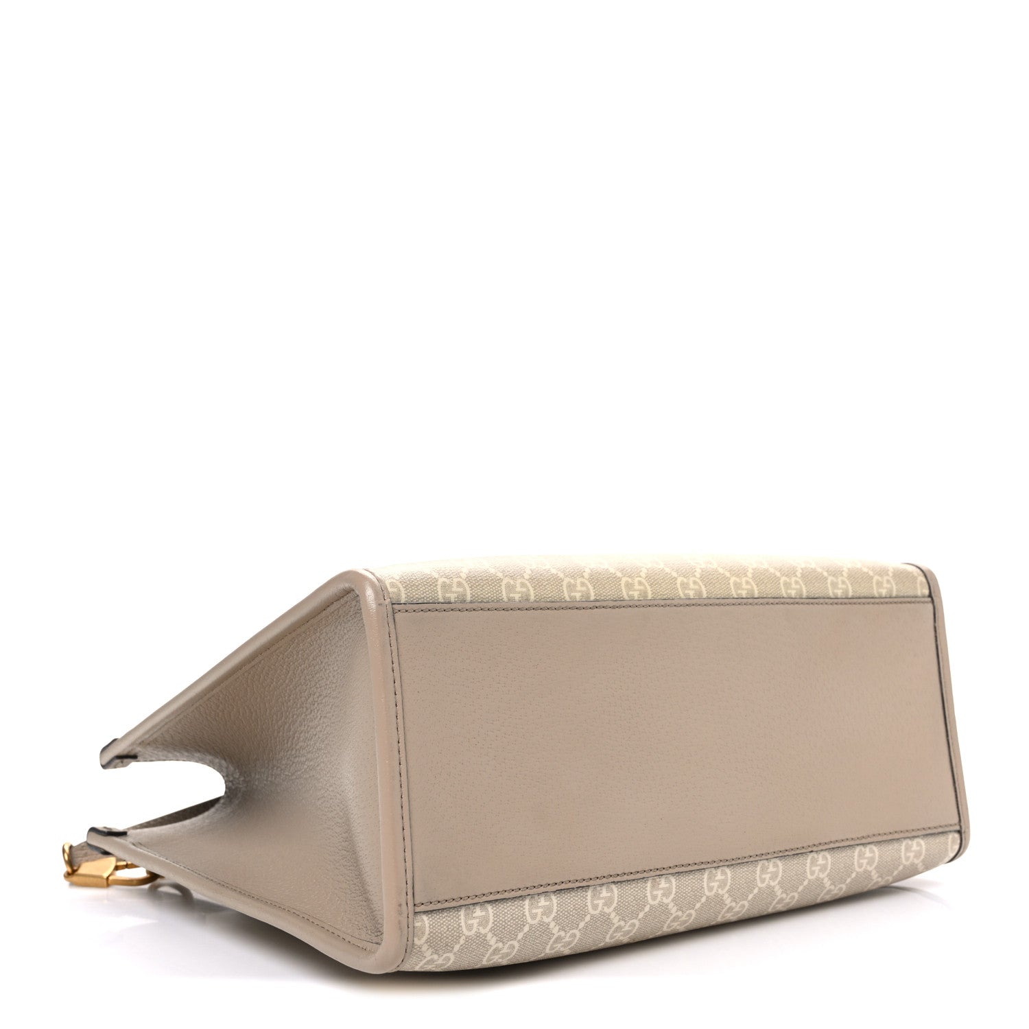 GG Supreme Monogram Textured Dollar Calfskin Small Retro Interlocking G Tote Bag Beige Mystic White Oatmeal
