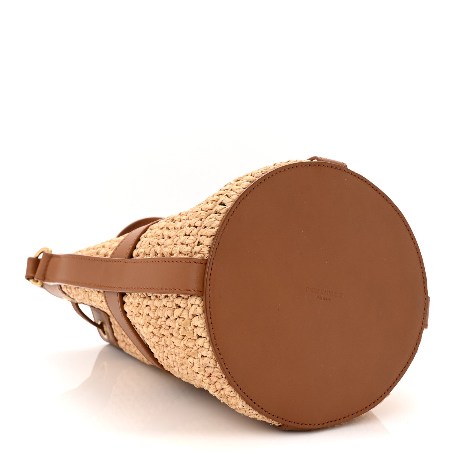 Raffia Calfskin Seau Bucket Naturel Brick