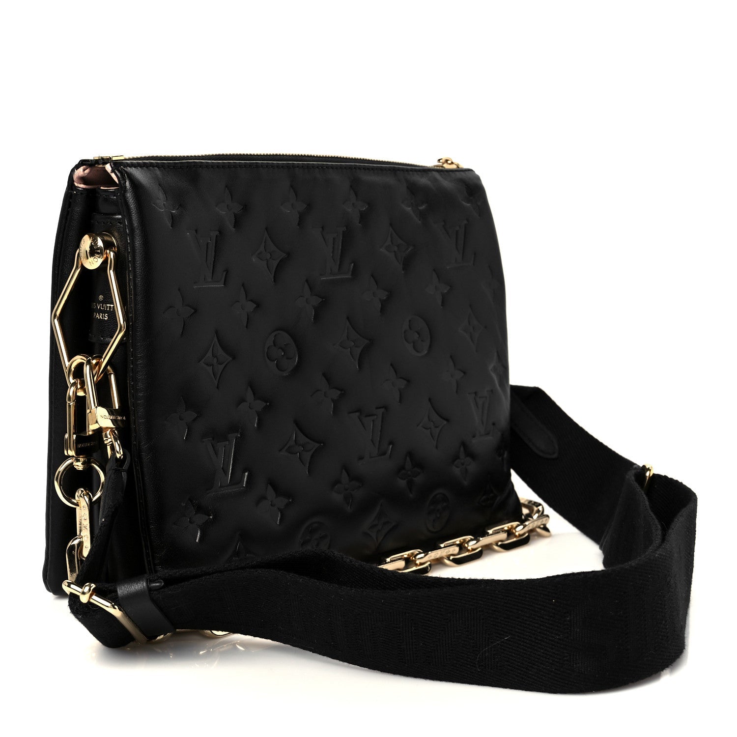 Lambskin Embossed Monogram Coussin PM Black