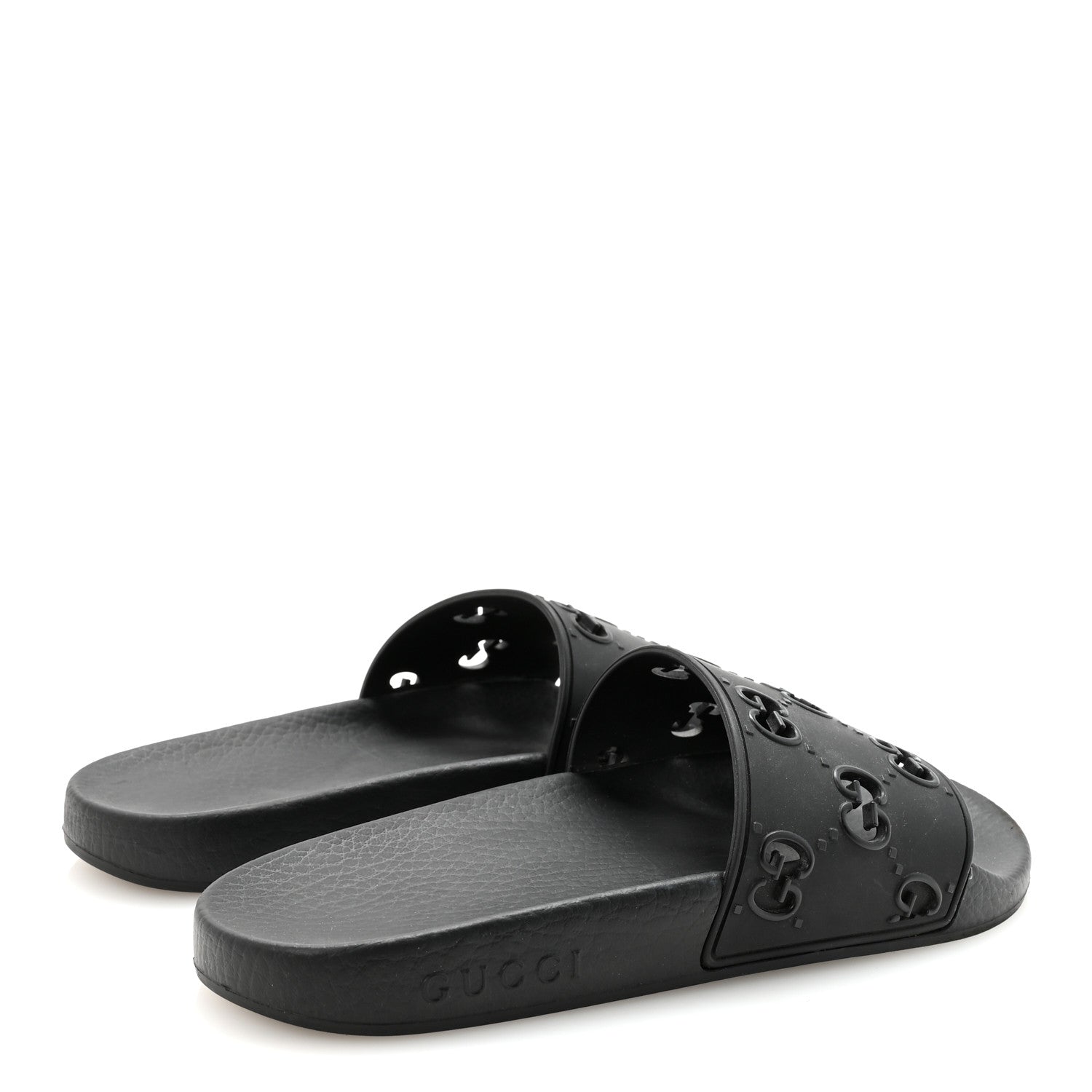 Rubber GG Monogram Perforated Womens Slide Sandals 37 Black