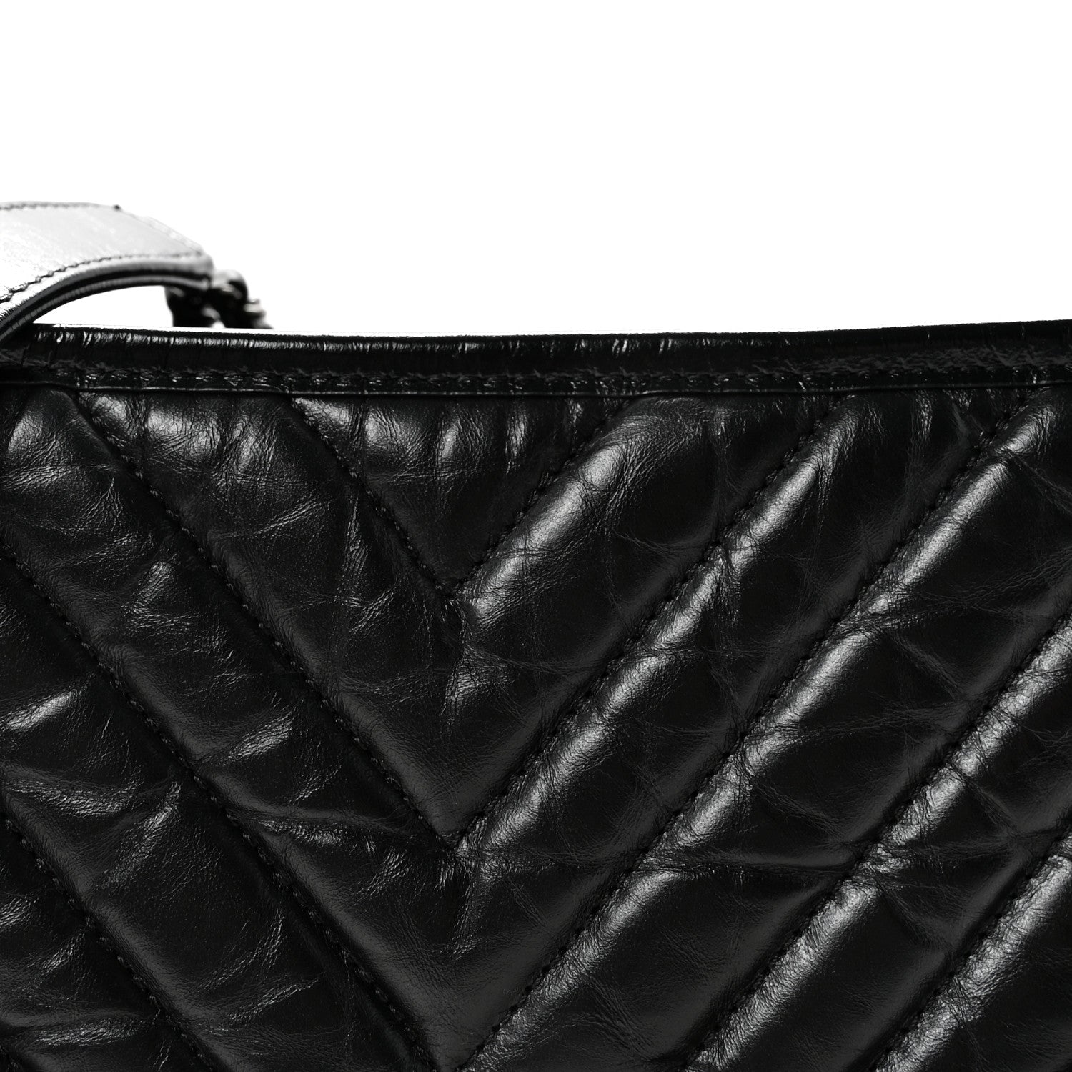 Aged Calfskin Chevron Quilted Medium Gabrielle Hobo So Black
