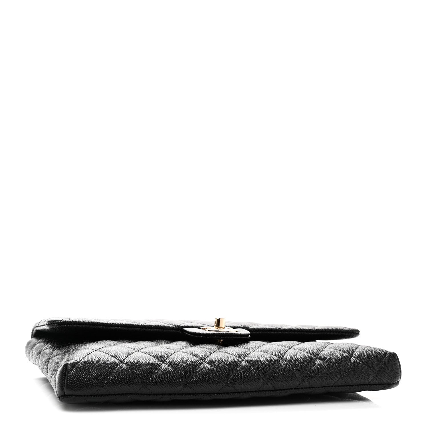 Caviar Quilted Flap Clutch Black