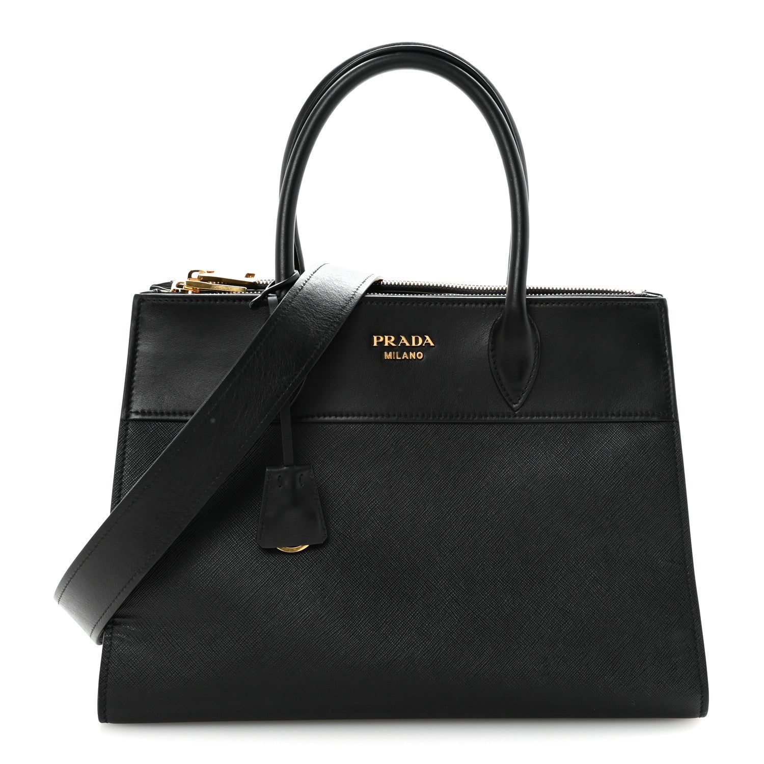 Saffiano City Calfskin Paradigme Bag Black