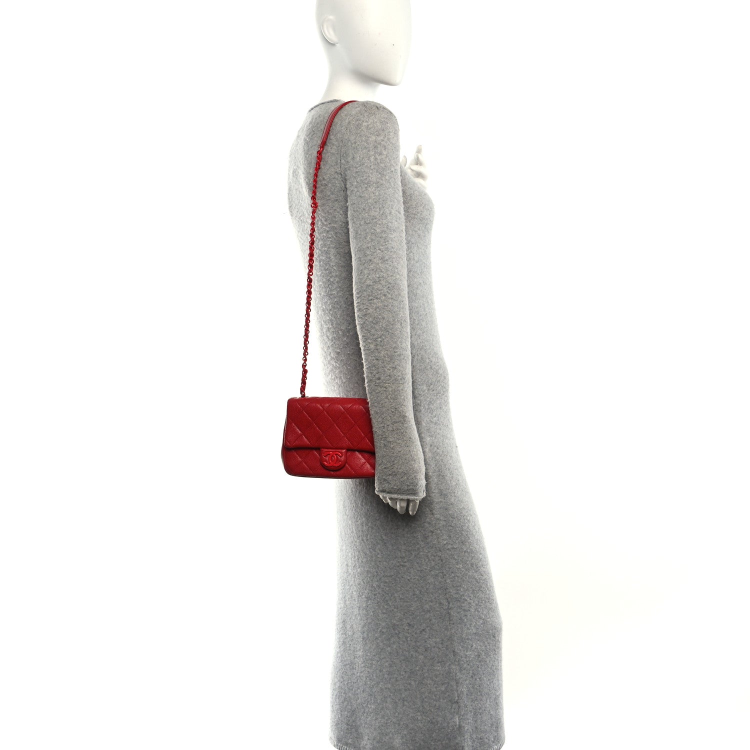 Caviar Quilted Mini Incognito Square Flap Red
