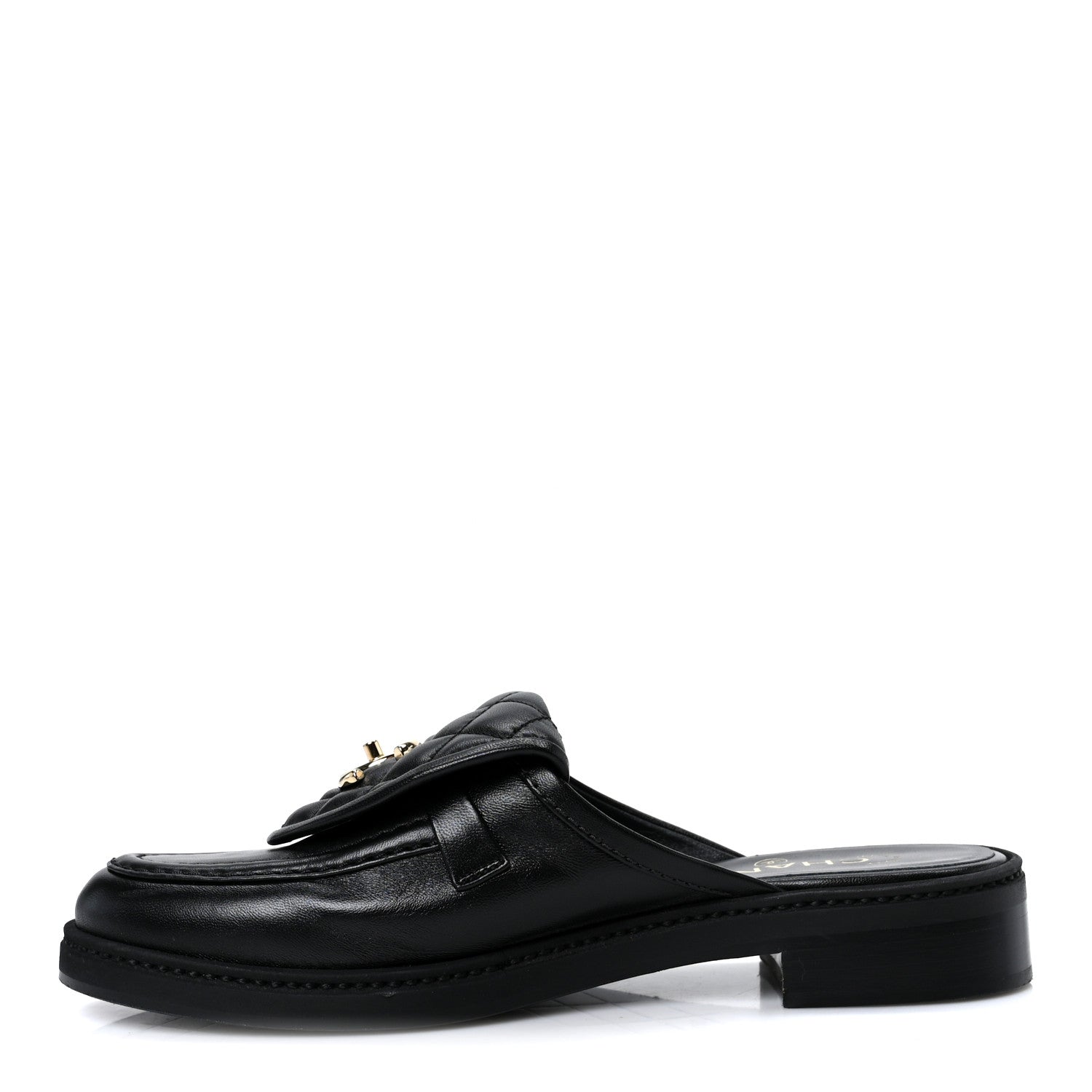 Lambskin Quilted CC Turnlock Mules 38.5 Black