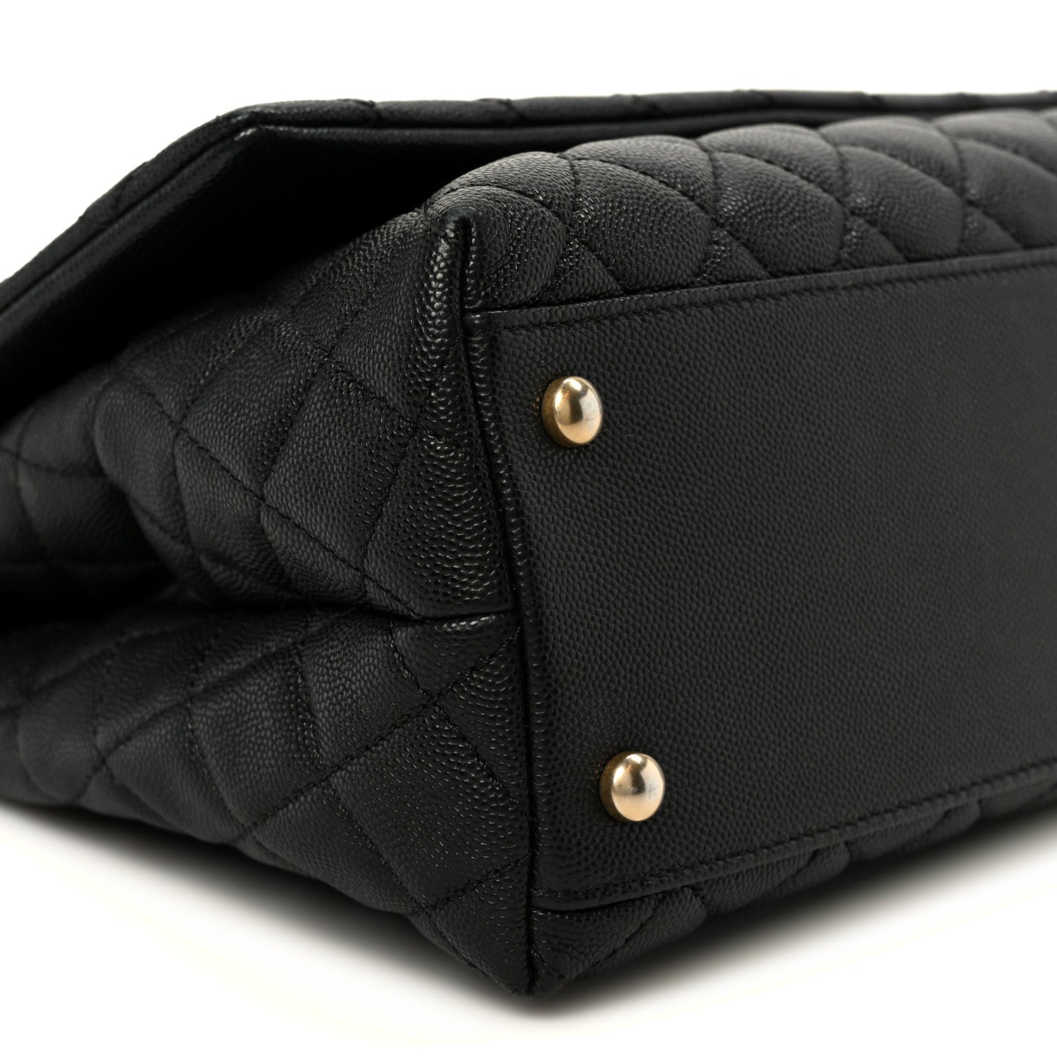 Caviar Quilted Small Coco Handle Flap Black