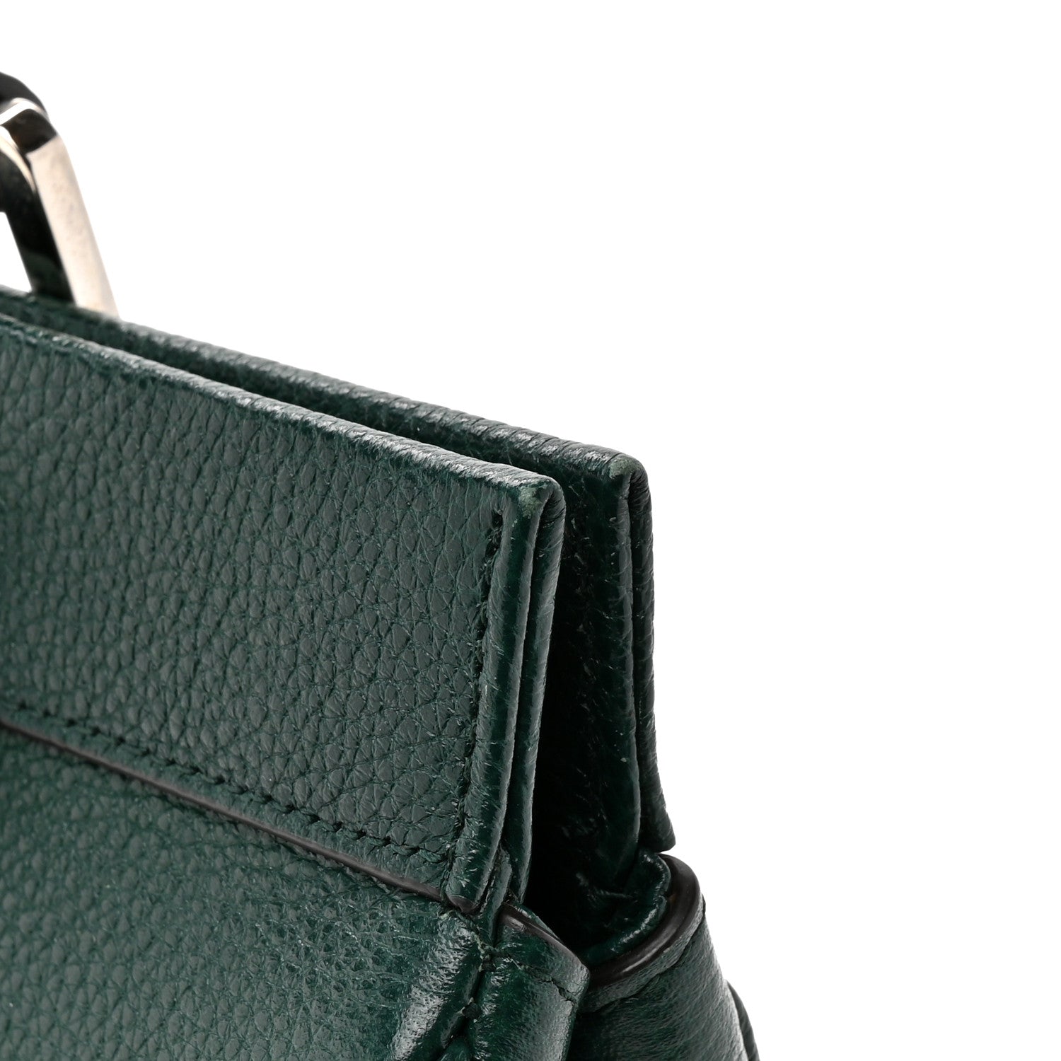 Grainy Calfskin Small Zumi Top Handle Bag Vintage Green