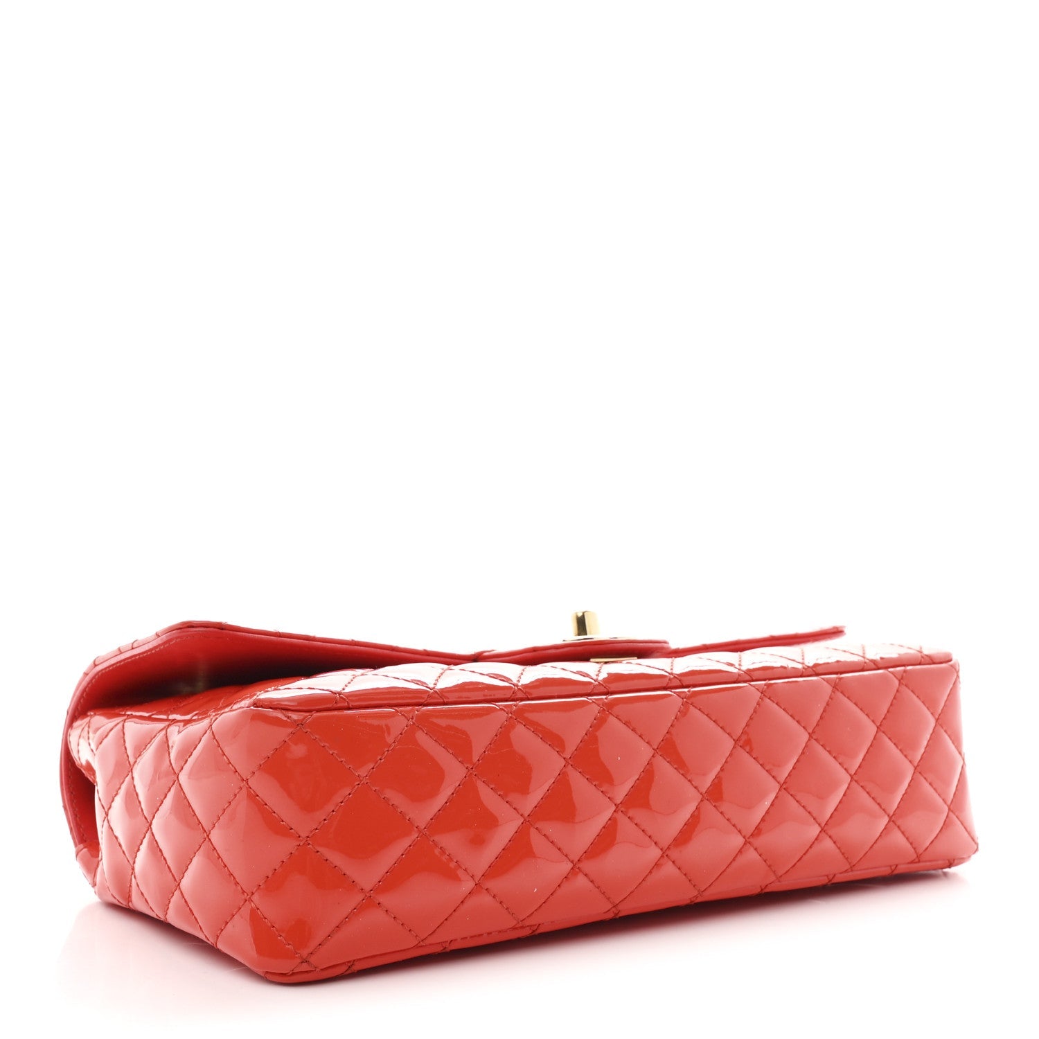 Patent Calfskin Quilted Valentine Charms Medium Single Flap Red