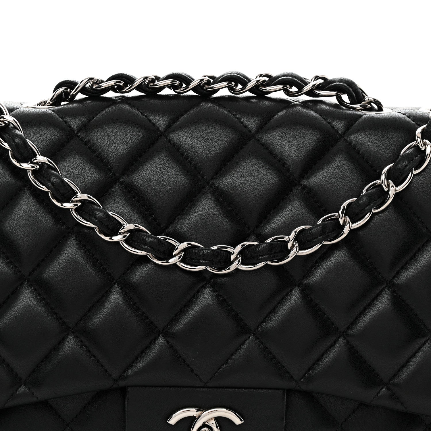 Lambskin Quilted Jumbo Single Flap Black