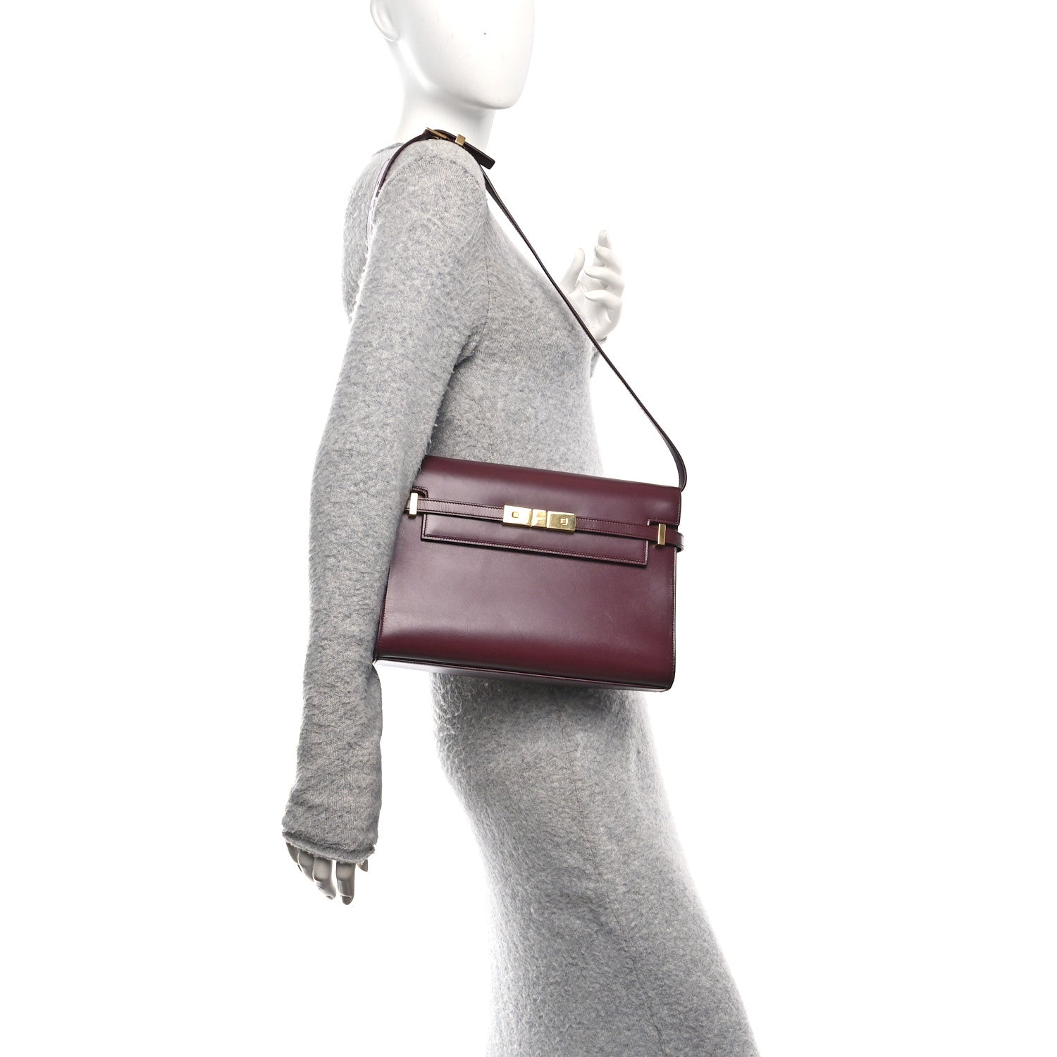 Smooth Calfskin Manhattan Shoulder Bag Rouge Legion