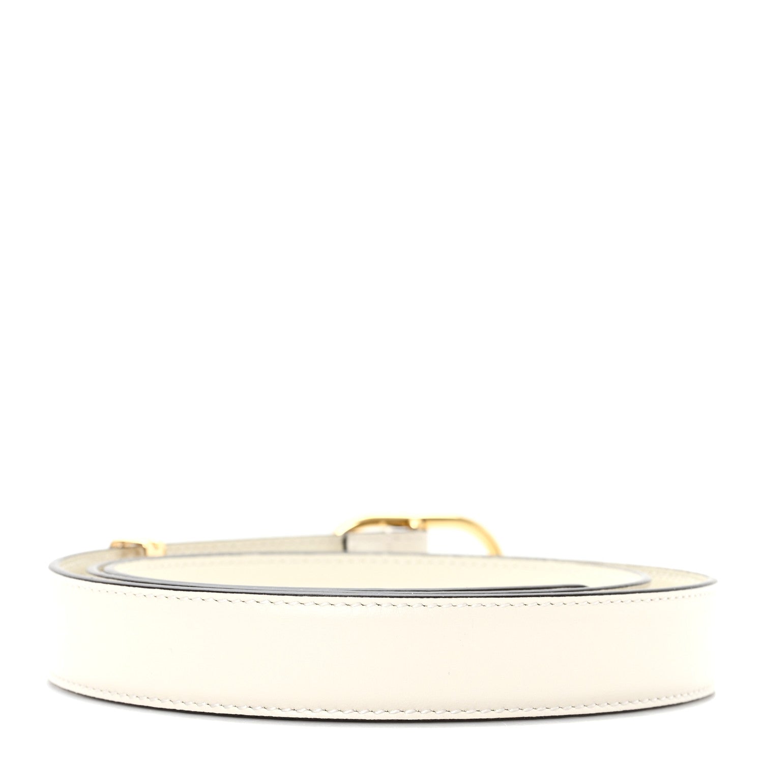 Plutone Calfskin Round Interlocking G Belt  100 40 Mystic White