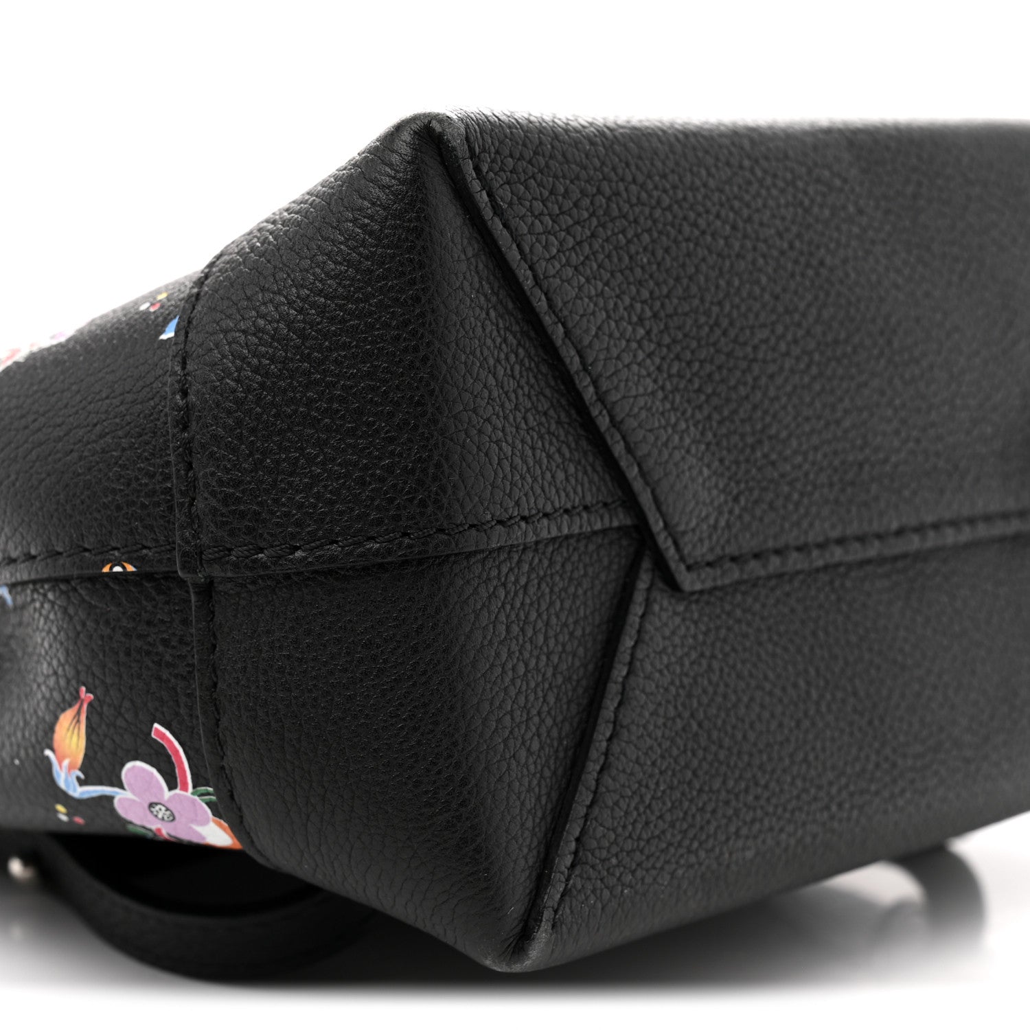Calfskin Flower Lockme Mini Backpack Black Multicolor