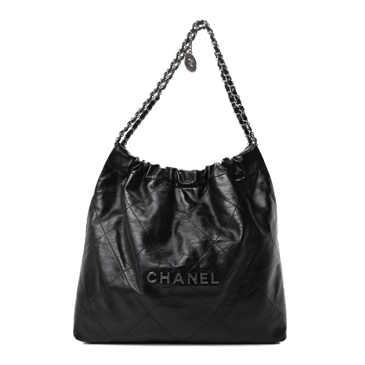 Shiny Calfskin Quilted Chanel 22 Black