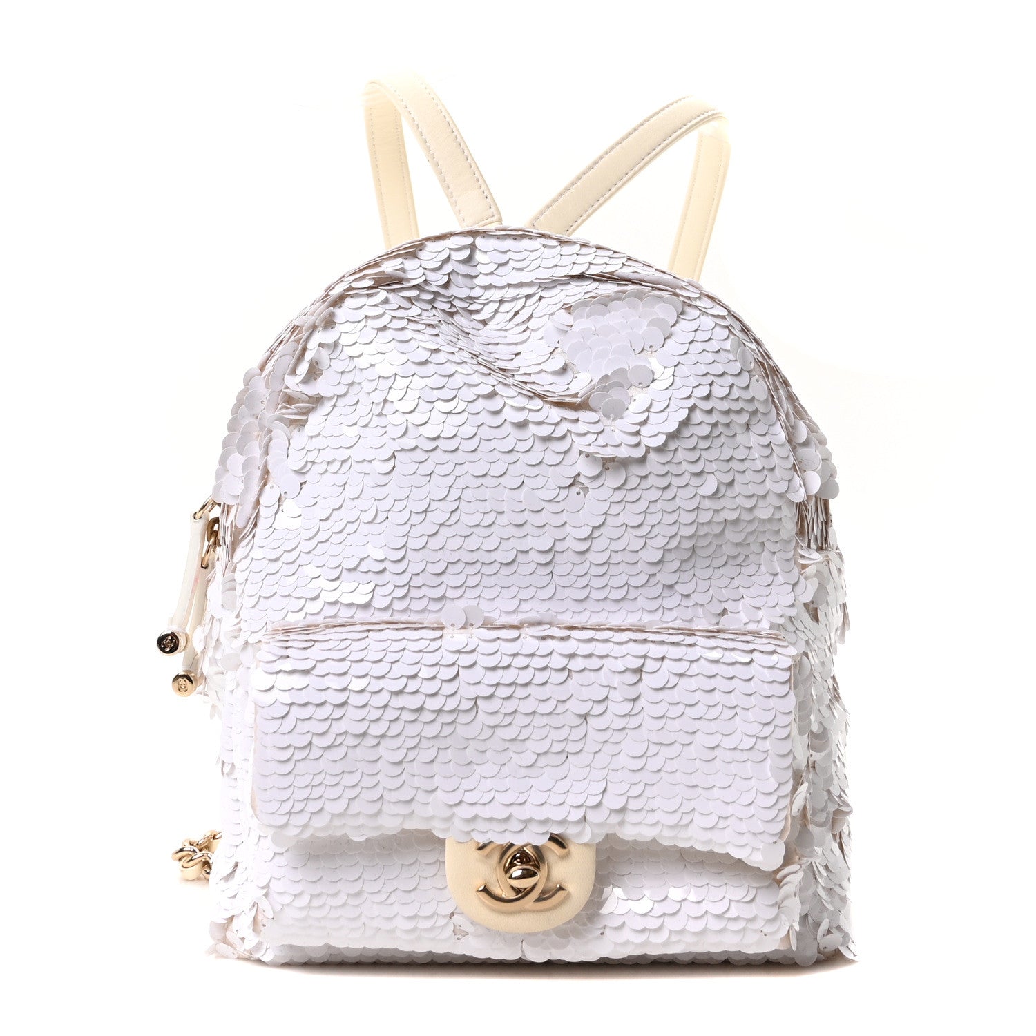 Sequin Lambskin CC Backpack White