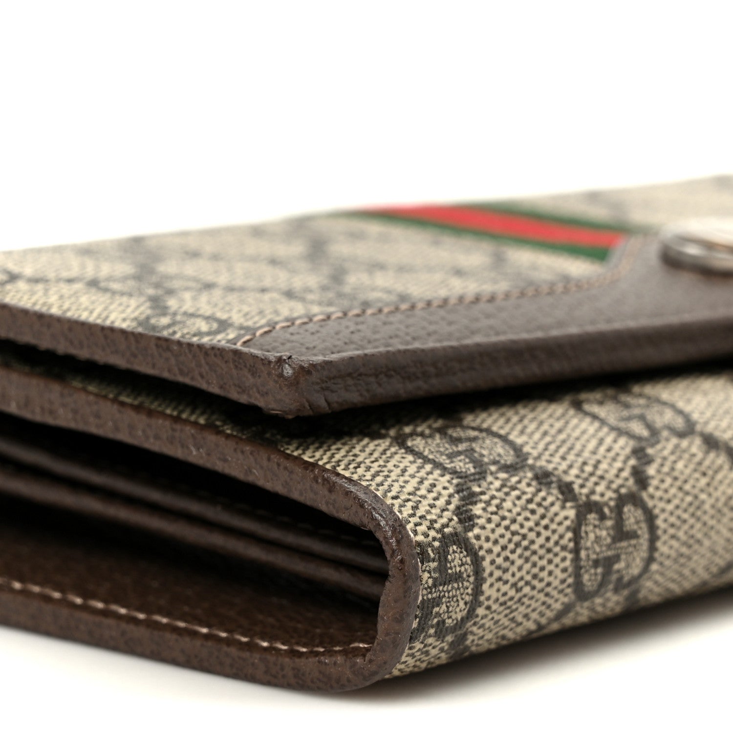 GG Supreme Monogram Web Ophidia Wallet On Chain Brown