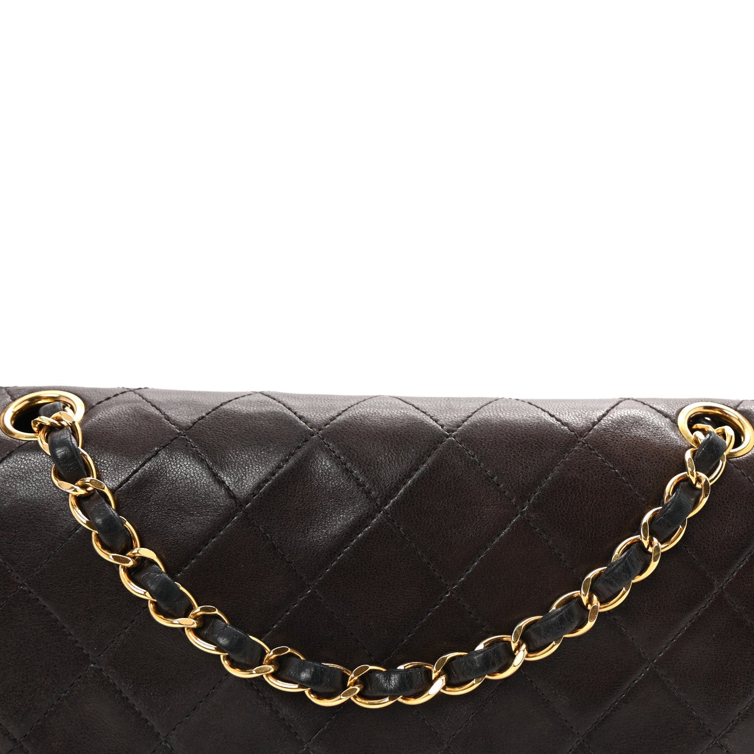 Lambskin Quilted Medium Double Flap Black