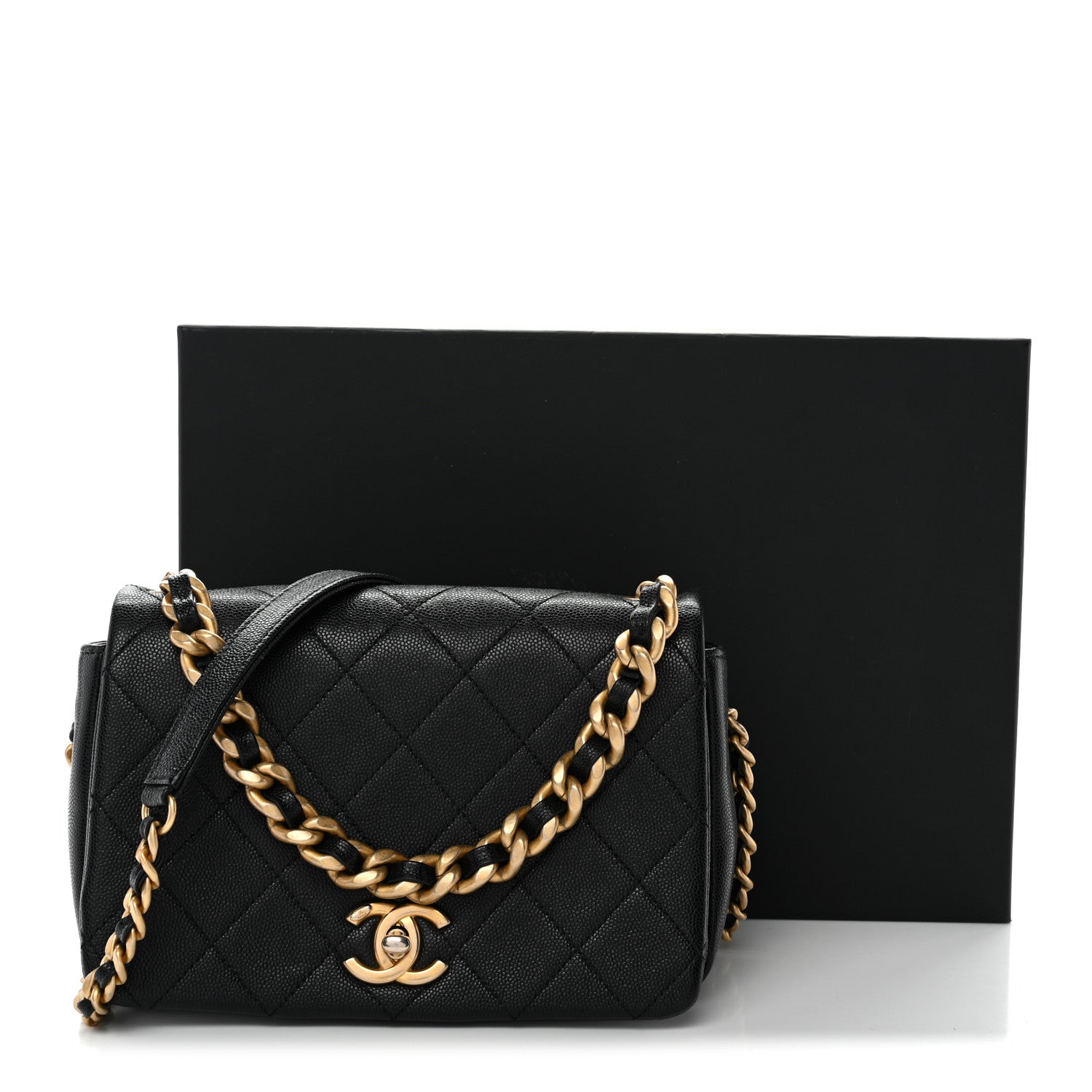 Caviar Quilted Small Fashion Therapy Flap Bag Black