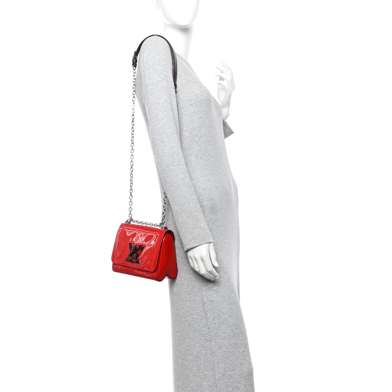 Patent Monogram Infrarouge Twist Shoulder Bag PM Coquelicot