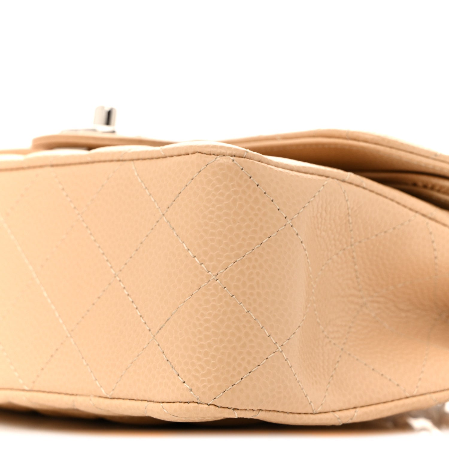 Caviar Quilted Small Double Flap Beige