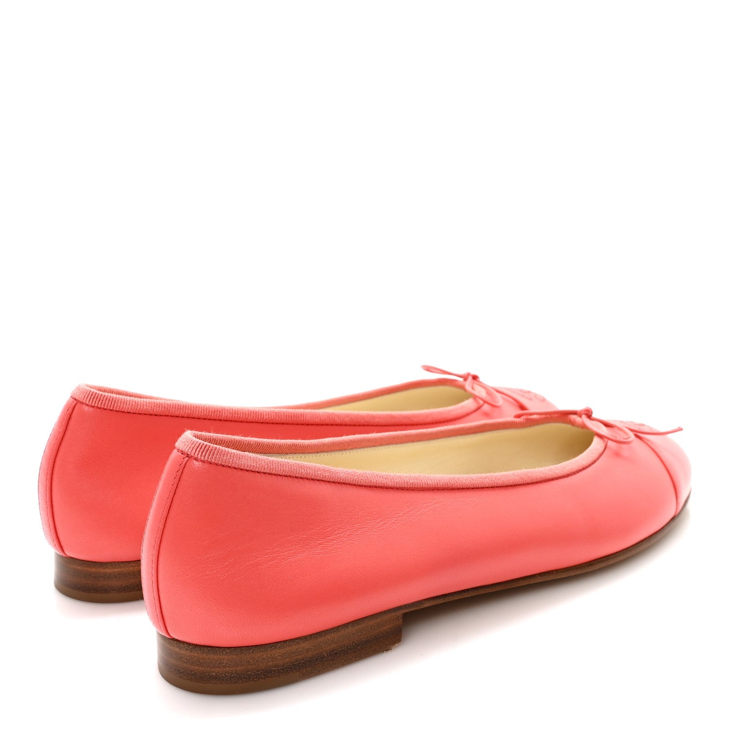 Lambskin Cap Toe Ballerina Flats 38 Coral