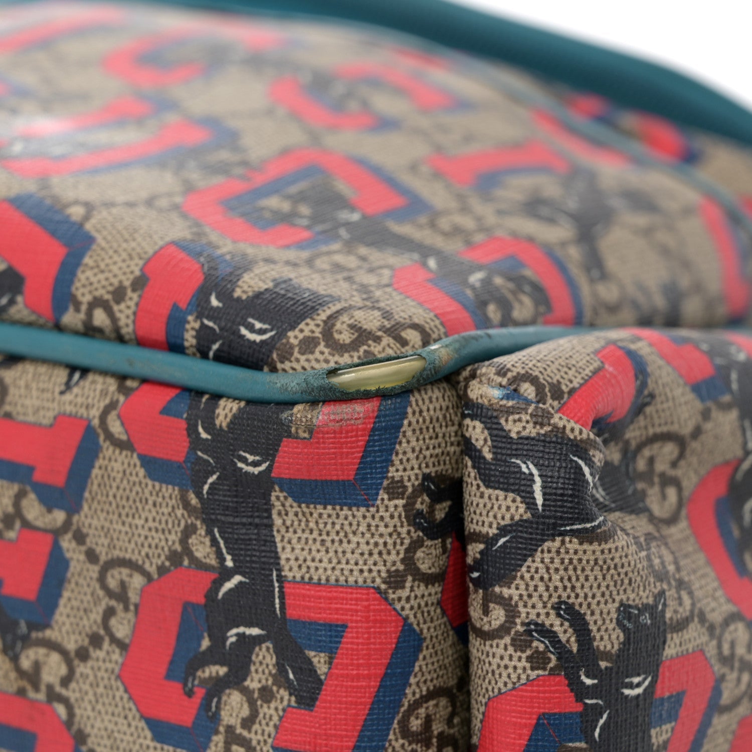 GG Supreme Monogram Gucci Wolf Diaper Bag Beige Red