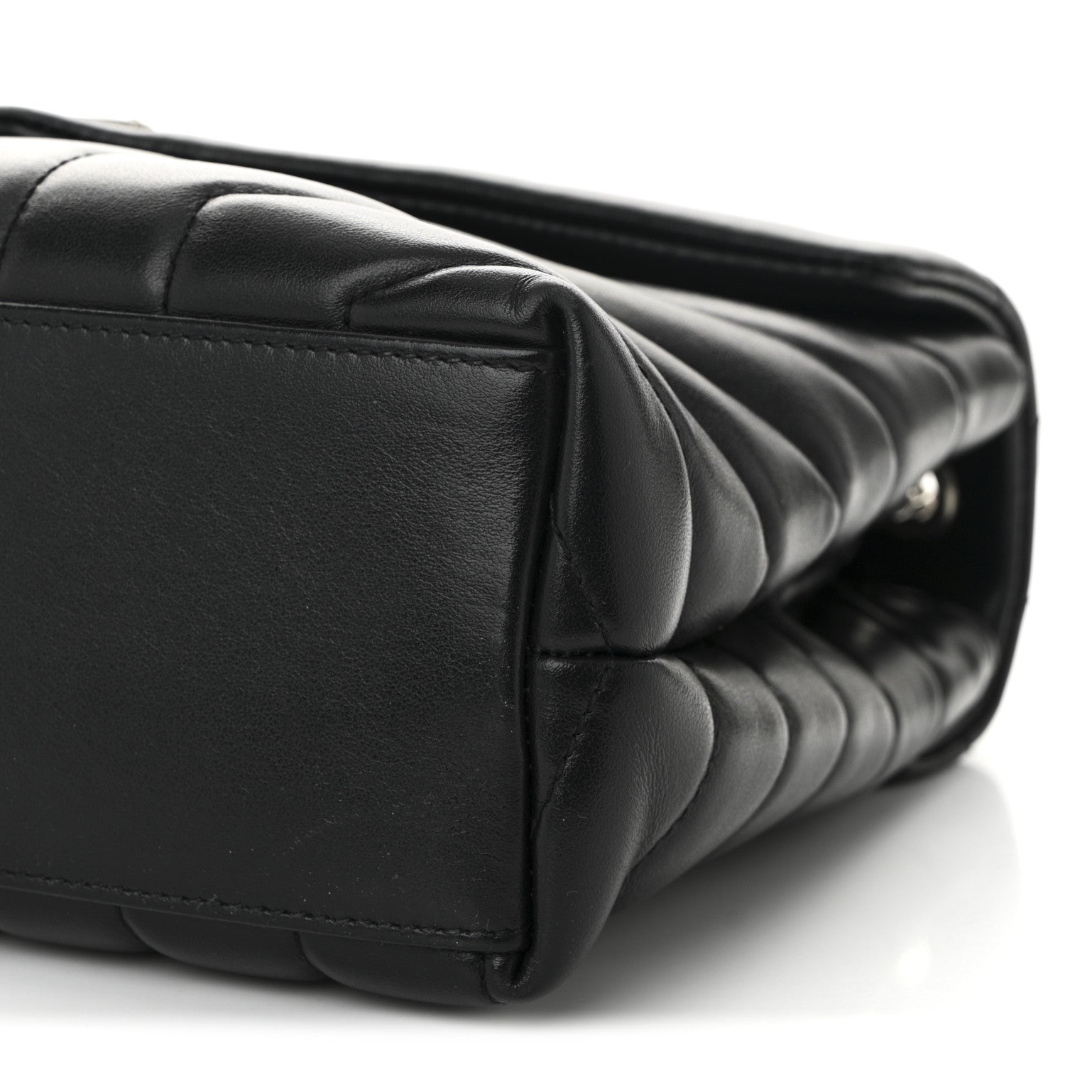 Calfskin Y Quilted Monogram Small Loulou Chain Satchel Black