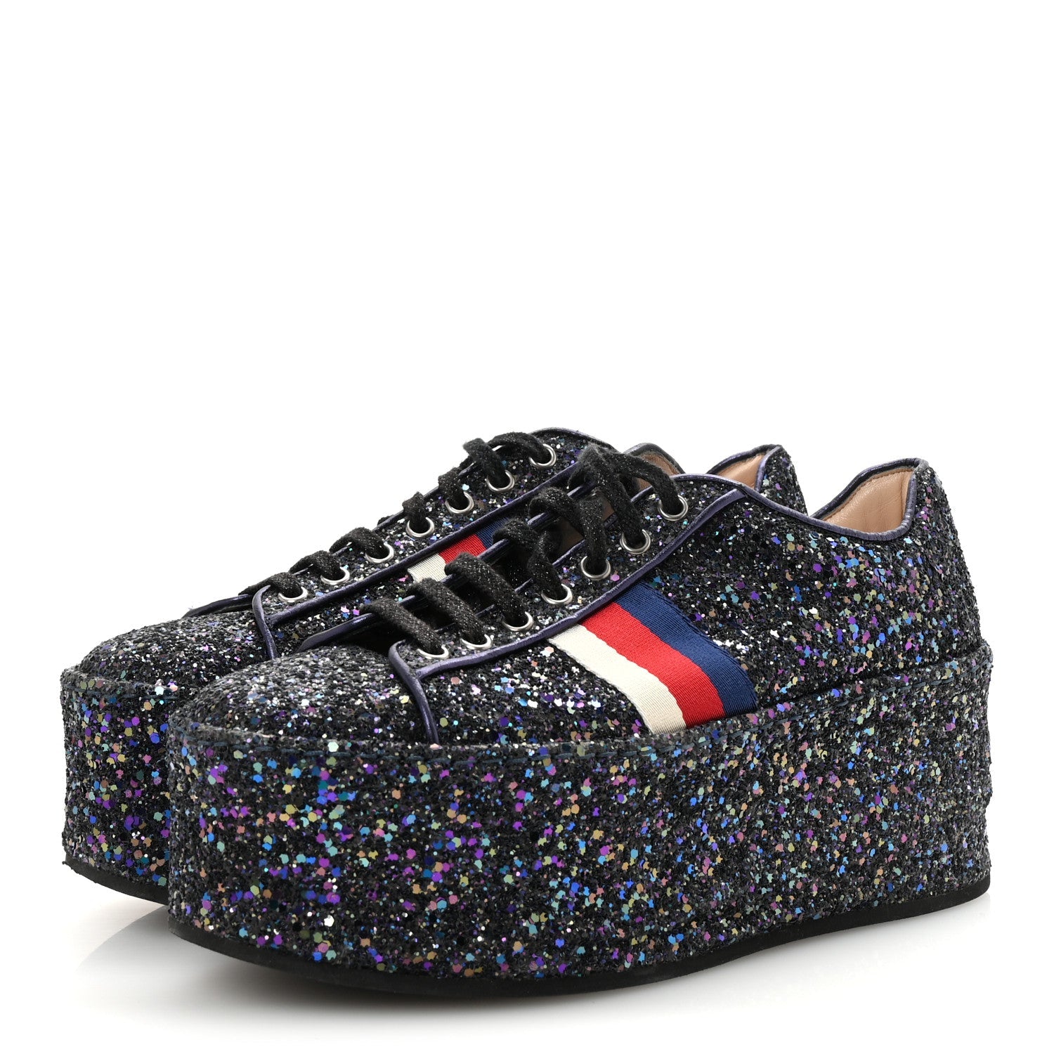 Glitter Womens Peggy Platform Sneakers 39 Purple