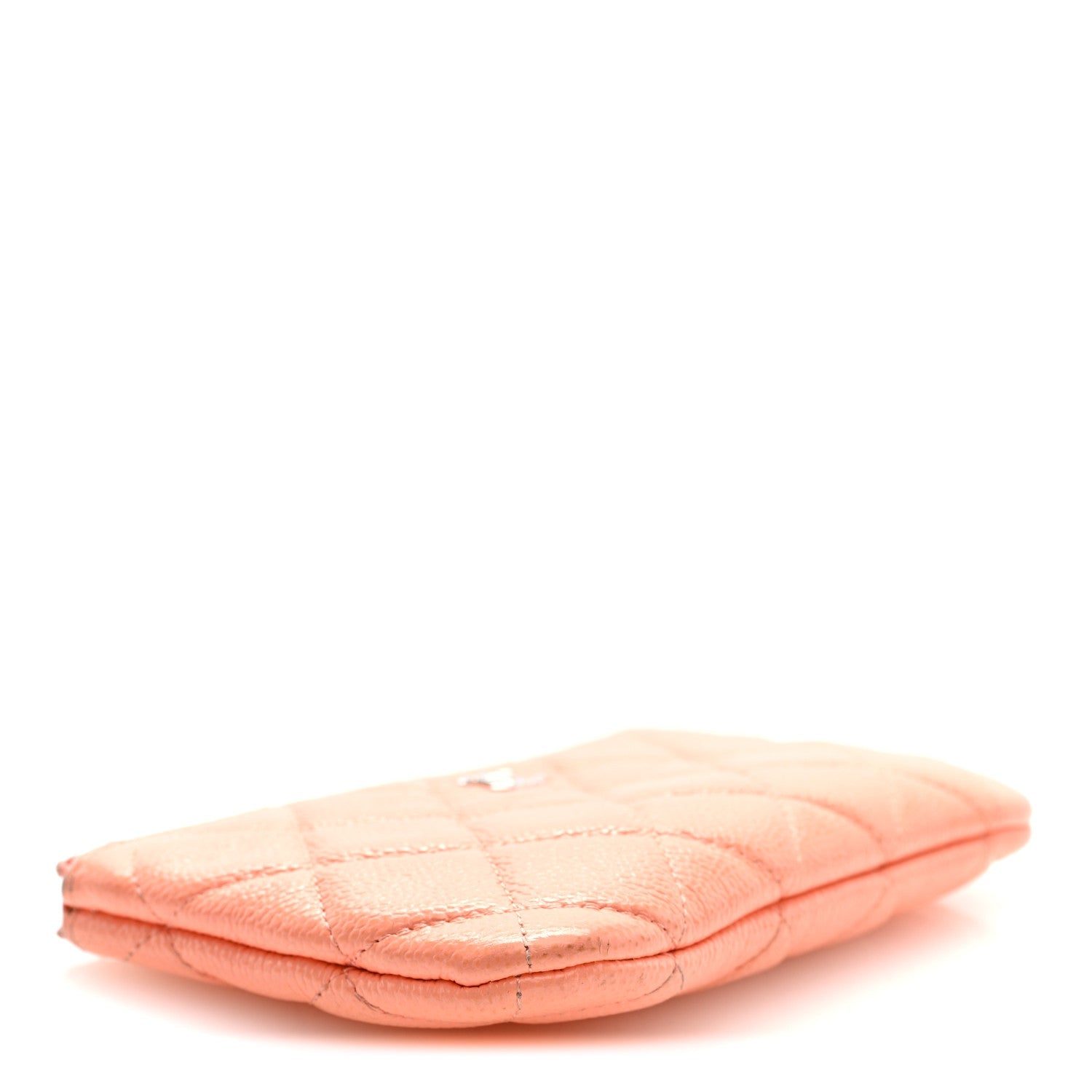 Caviar Quilted Small Cosmetic Case Coral