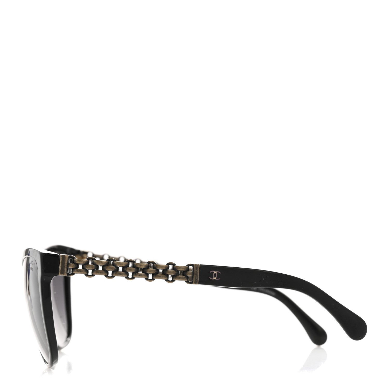 Acetate Polarized Cat Eye Chain Sunglasses 5326 Black