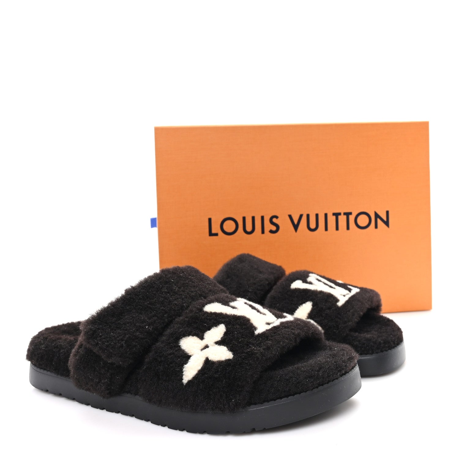 Shearling Monogram Giant LV Sunset Flat Comfort Mule 38 Brown