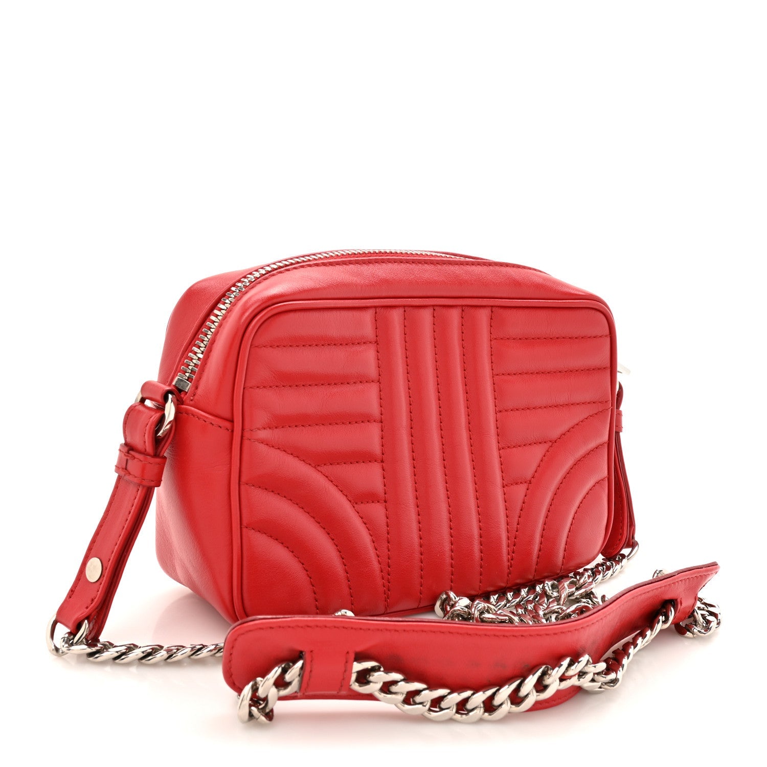 Soft Calfskin Diagramme Camera Bag Rosso