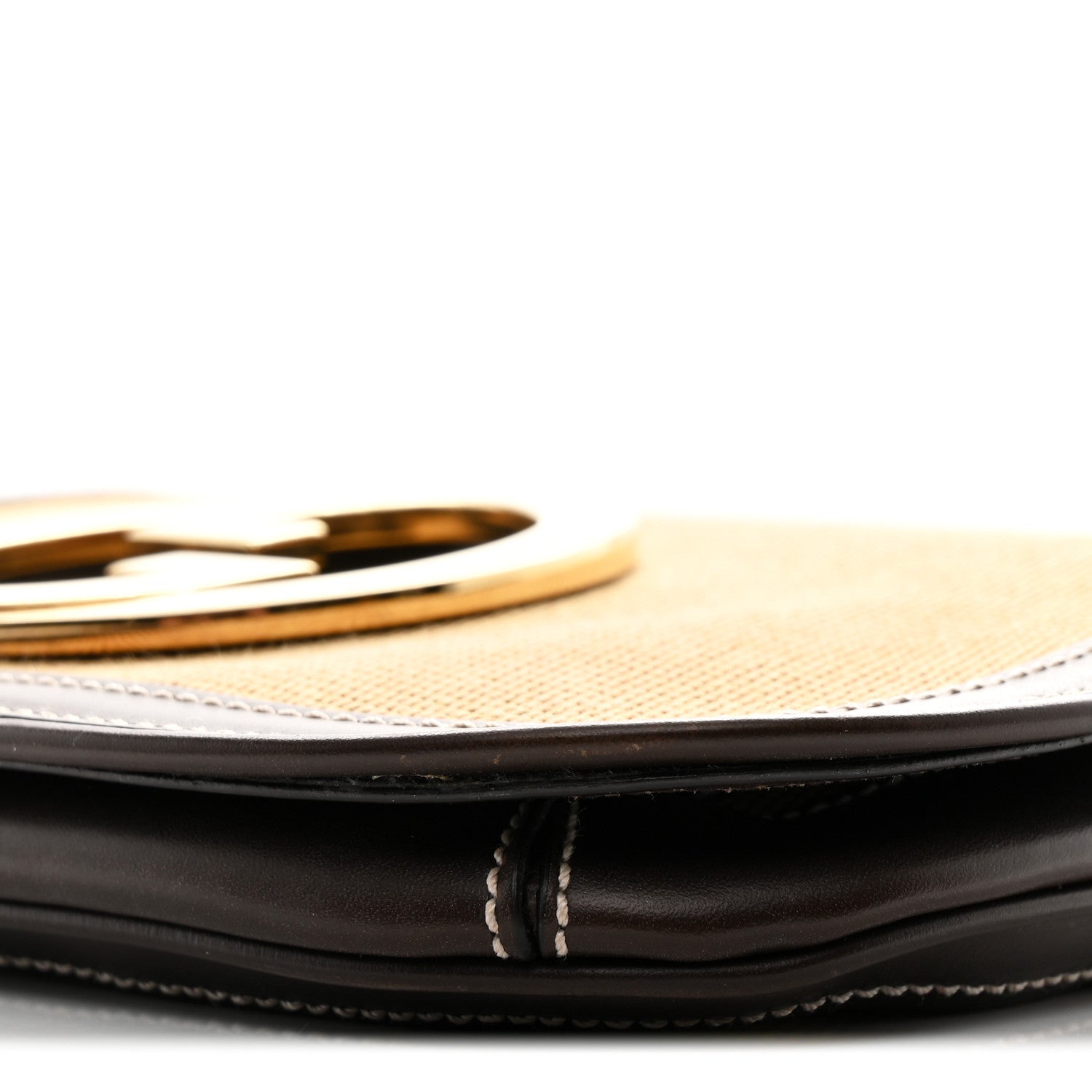 Canvas Dollar Calfskin Blondie Chain Shoulder Flap Bag Brown