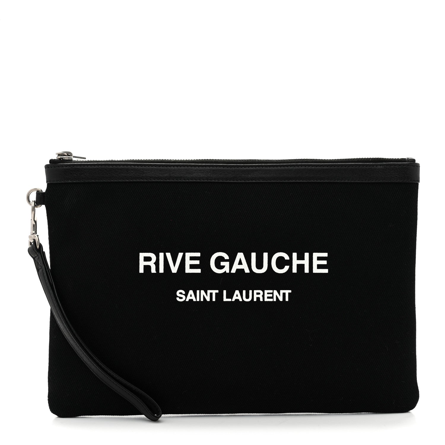 Linen Canvas Rive Gouche Zipped Pouch Black