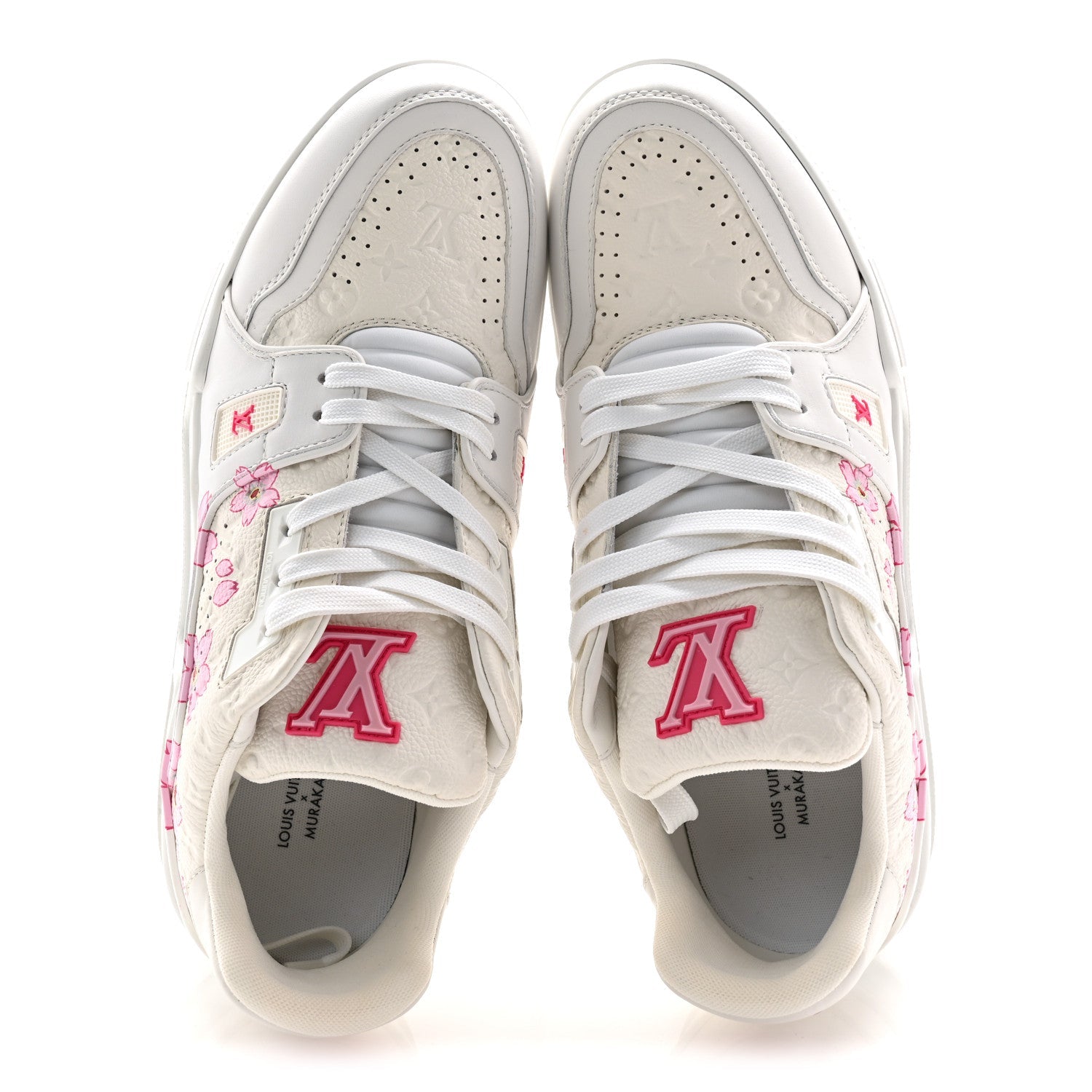 LV X TM Embossed Monogram Cherry Blossom LV Trainer Sneakers 41 White